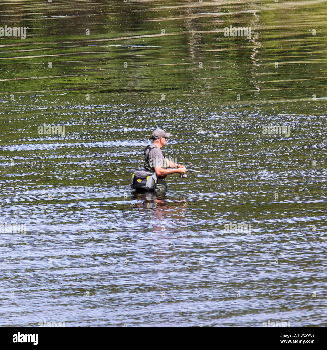 Fisherman in Saguenay Fjord National Park, QC, Canada Stock Photo
