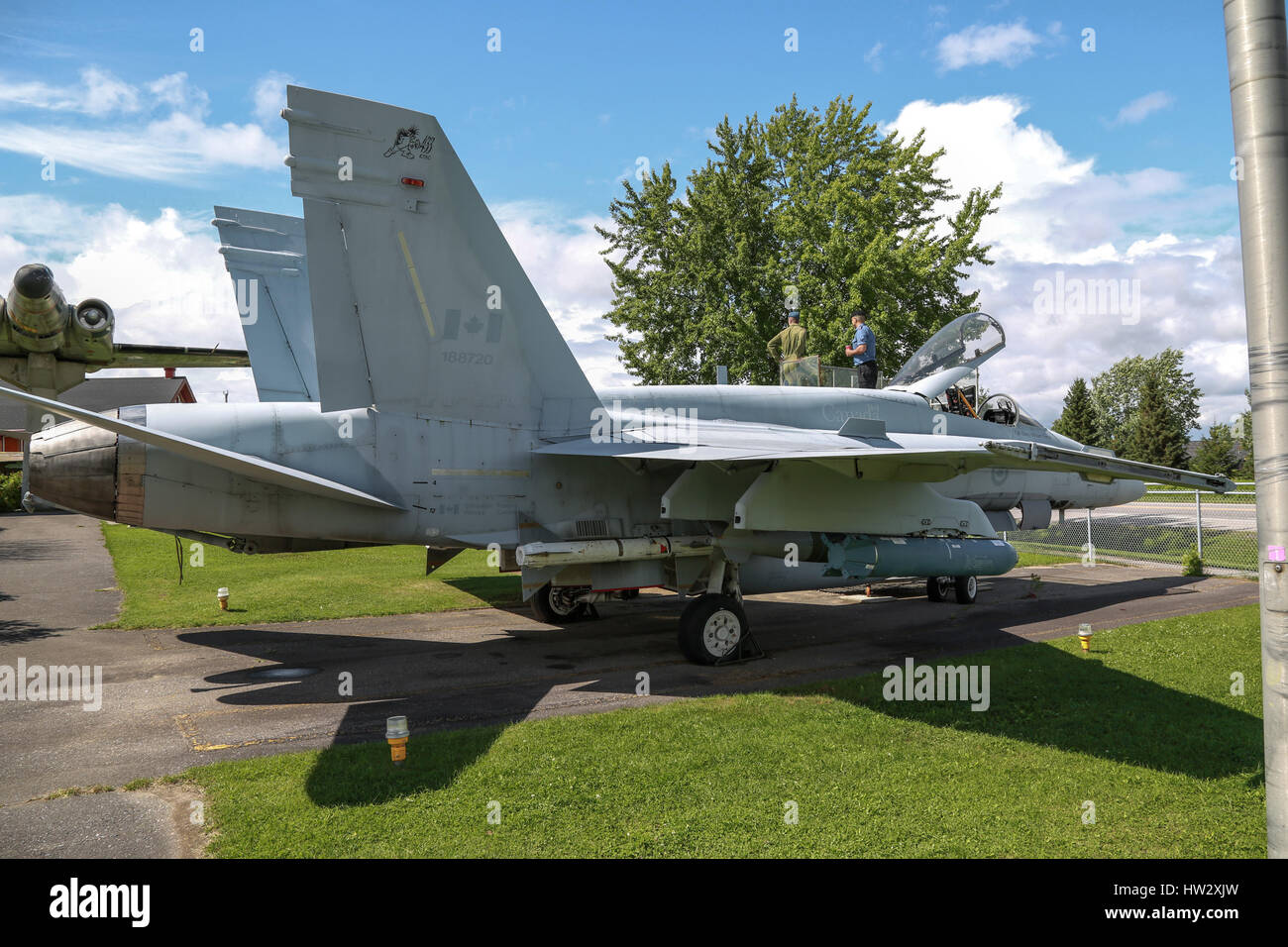 McDonnell Douglas CF-18 Hornet on Display at Air Defence Museum, CFB Bagotville, Saguenay, QC, Canada Stock Photo
