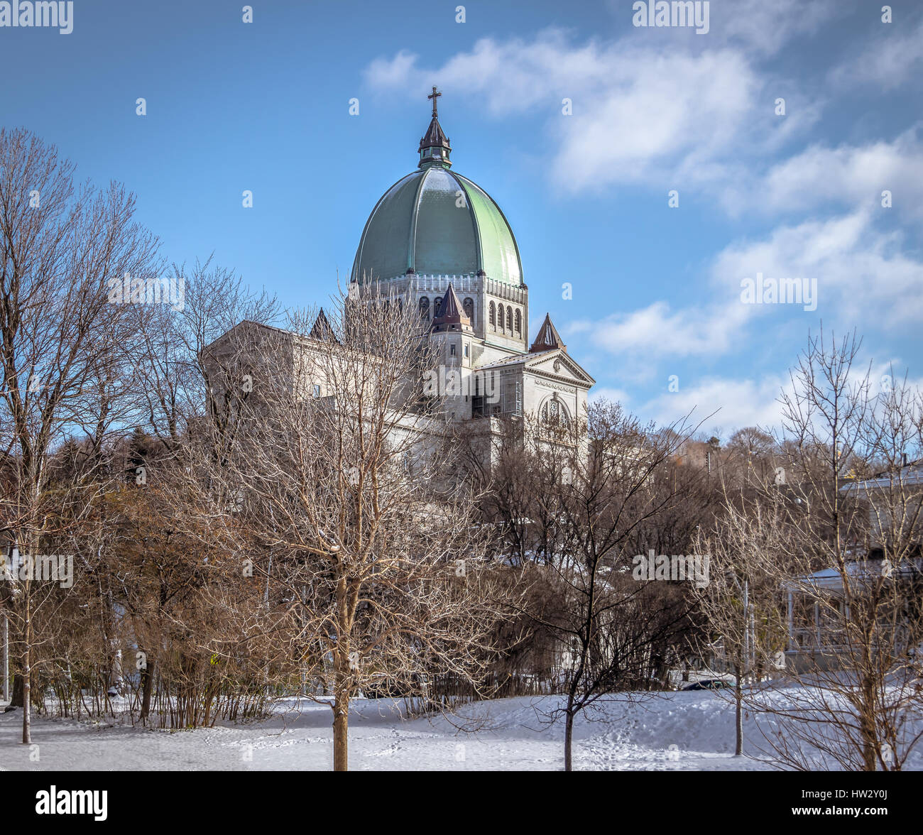 Saint Joseph Oratory with snow - Montreal, Quebec, Canada Stock Photo