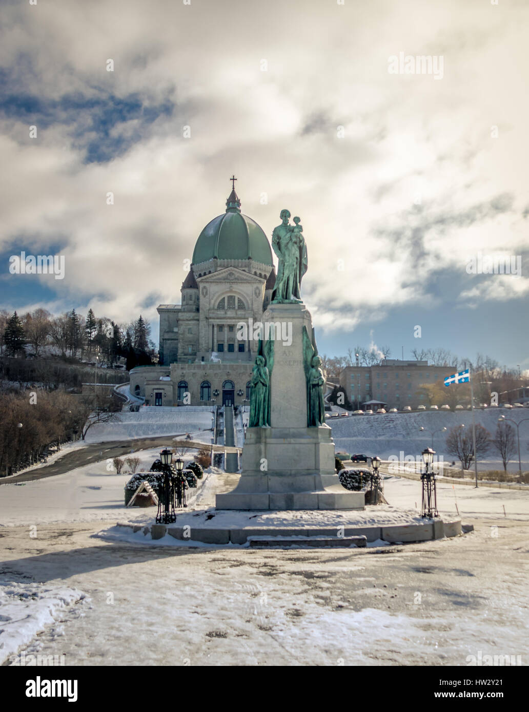 Saint Joseph Oratory with snow - Montreal, Quebec, Canada Stock Photo