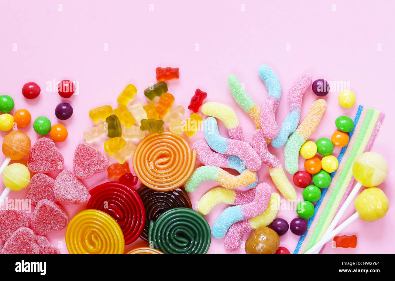 Colorful Candy And Fruit Jelly Jujube On A Pink Background Stock Photo Alamy