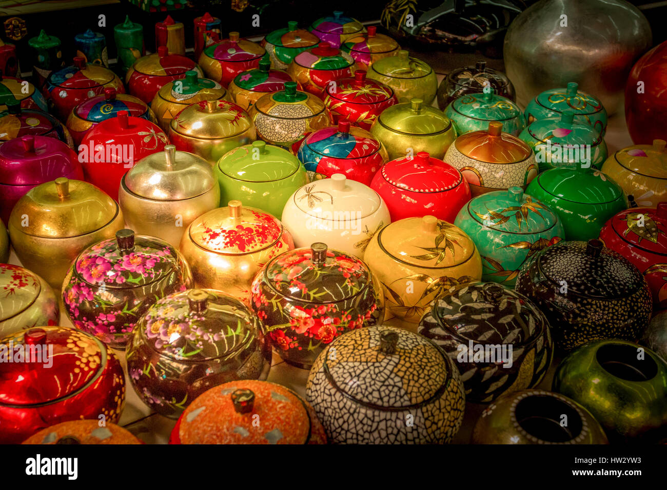 Glazed pots for sale in Chinatown Singapore Stock Photo Alamy