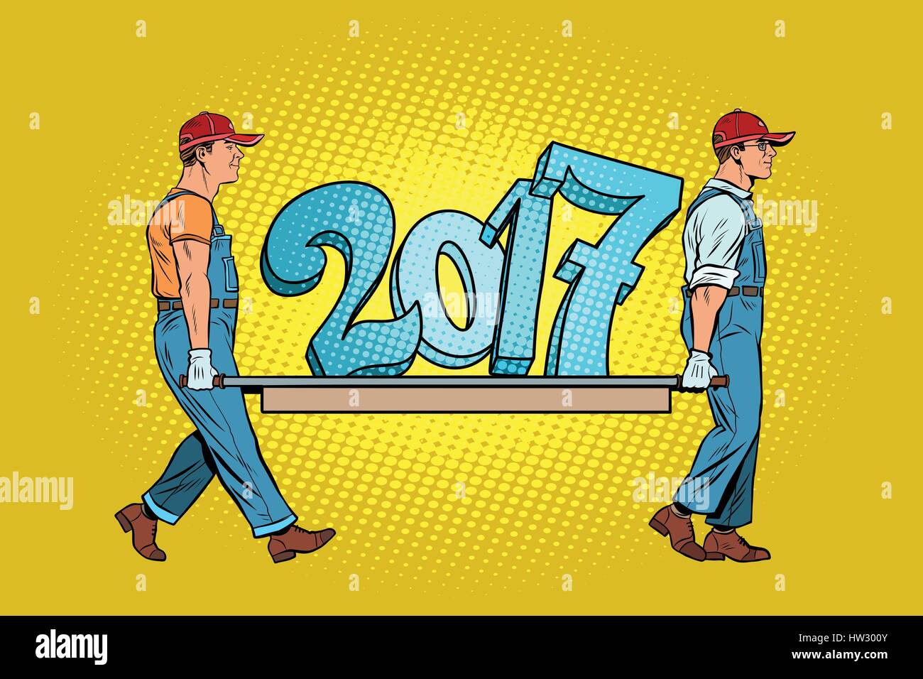 The ending 2017, figures carry movers Stock Vector