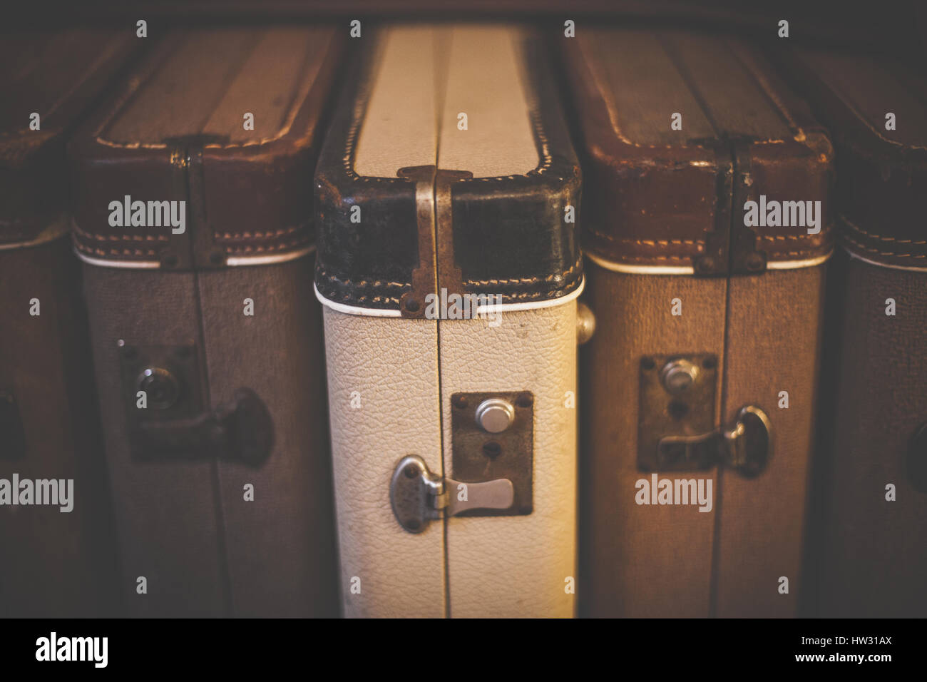 Classic vintage guitar cases Stock Photo - Alamy