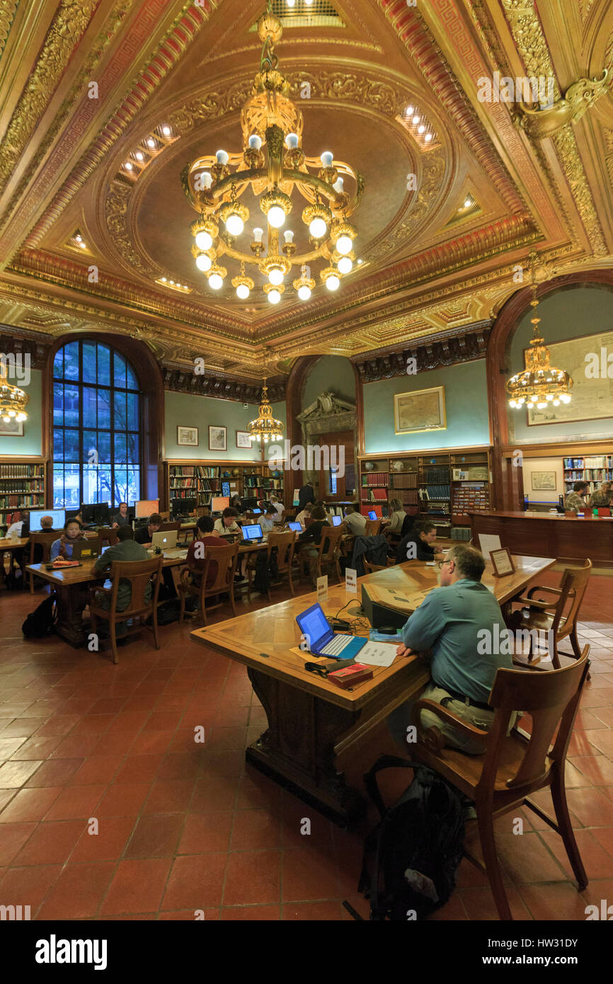 USA, New York, New York City, Manhattan, National Public Library, Map Division Room Stock Photo