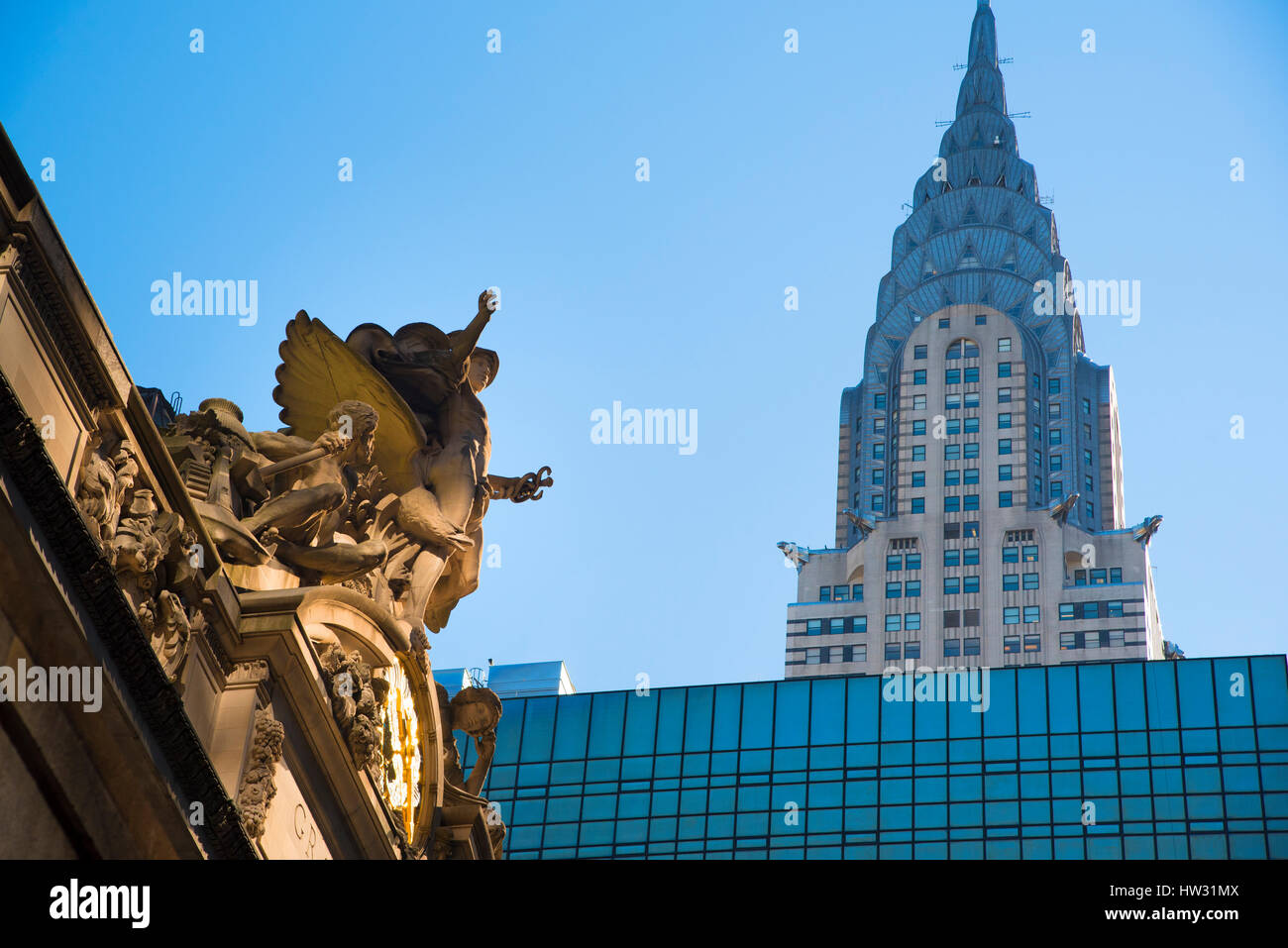 USA, New York, New York City, Manhattan, Grand Central Station and Chrysler Building Stock Photo
