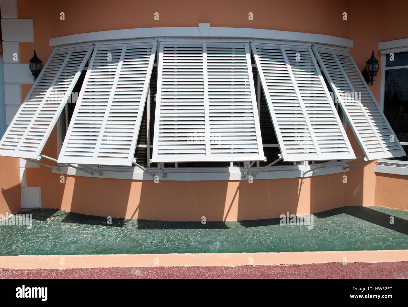 The round window shutters in Nassau city building (The Bahamas Stock Photo Alamy