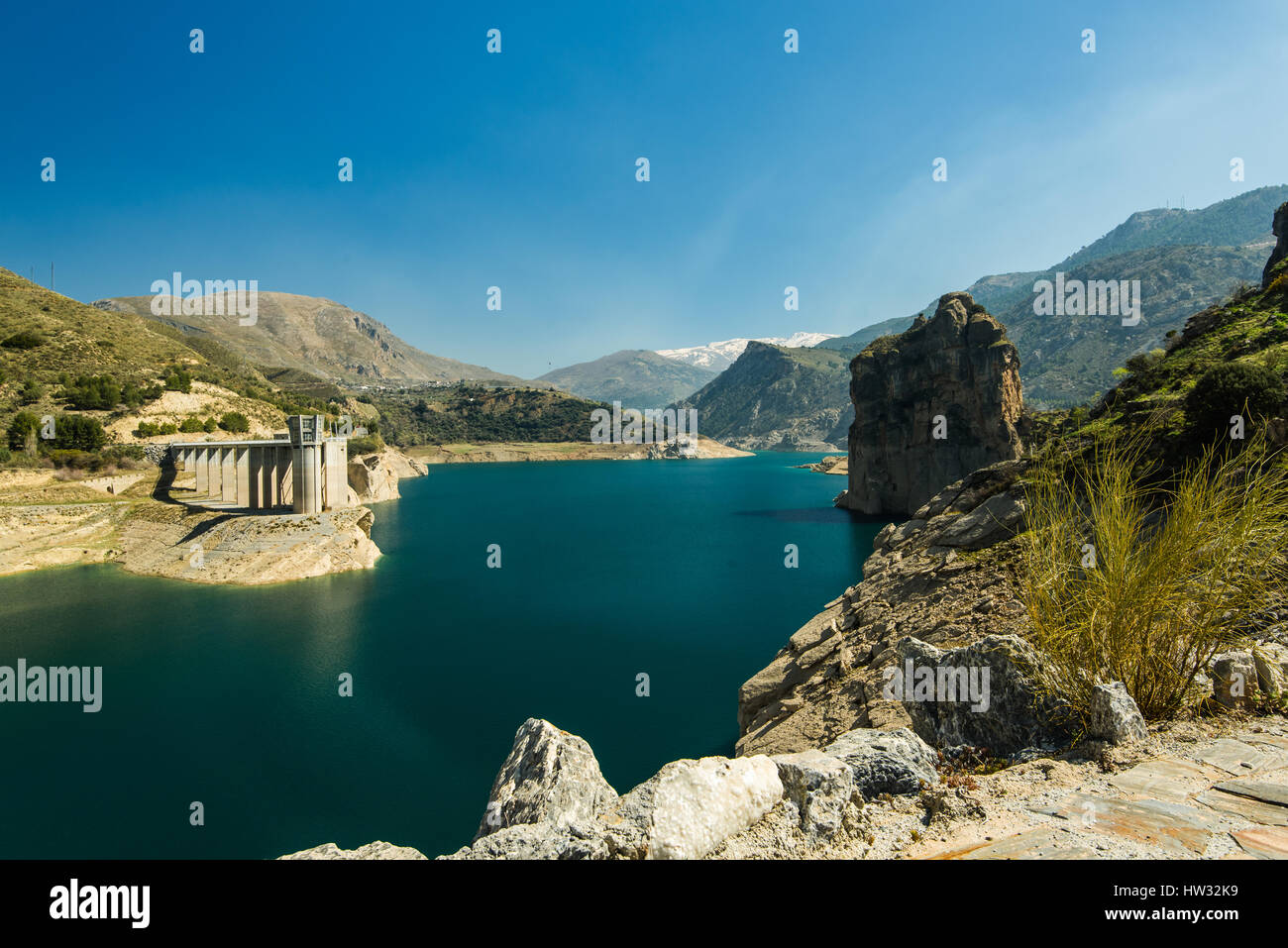 Panoramic vista over Embalse de Canales in Granada, Spain Stock Photo