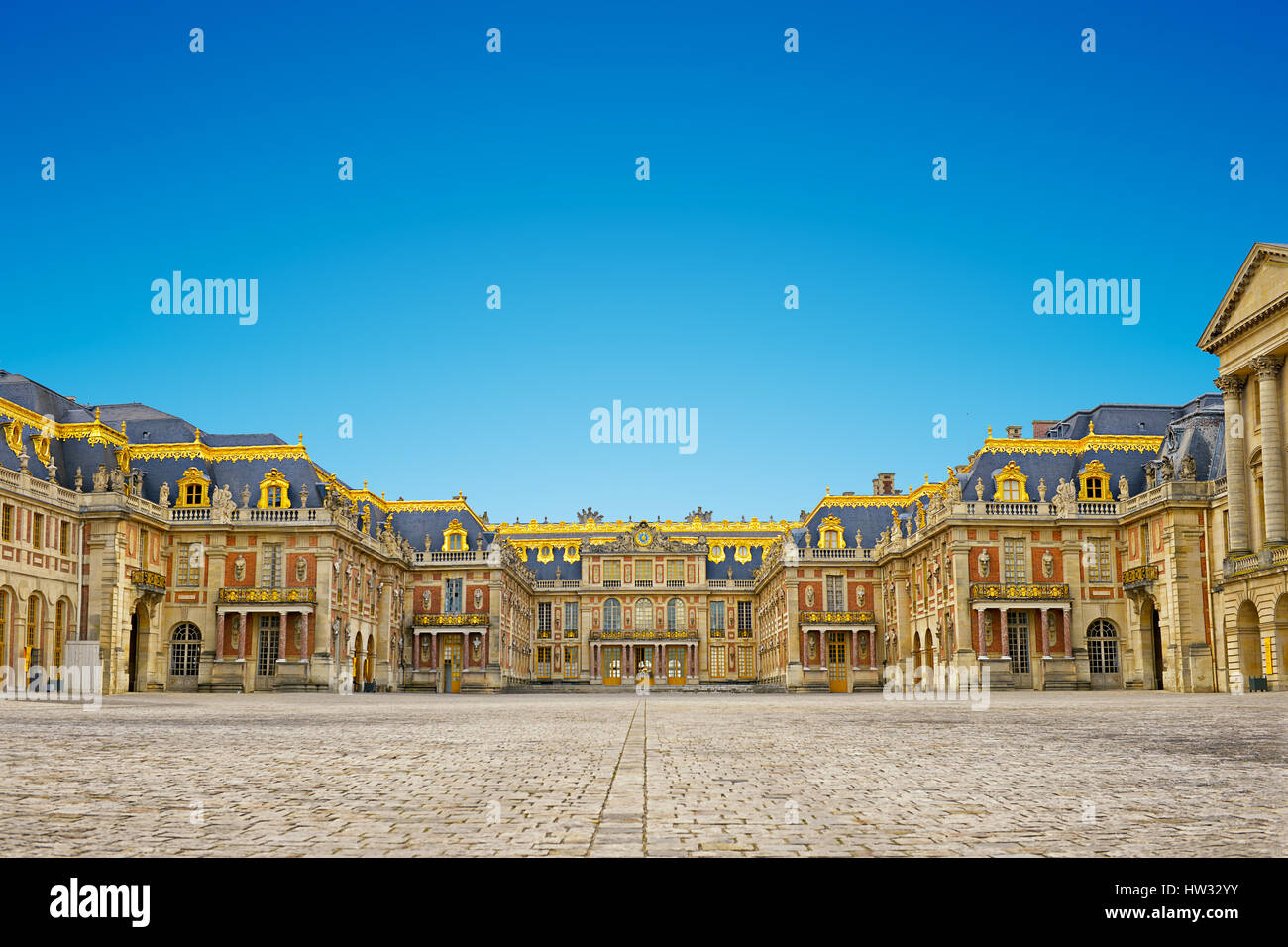 versailles palace entrance,symbol of king louius XIV power, France. Stock Photo