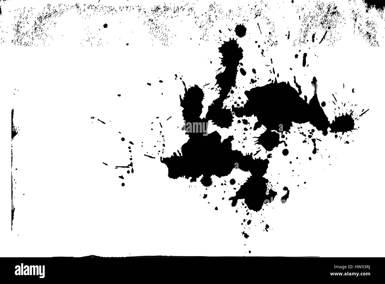 Isolated grunge texture background, paint splash black and white resource for overlay effect or dirty detail. EPS10 vector. Stock Vector