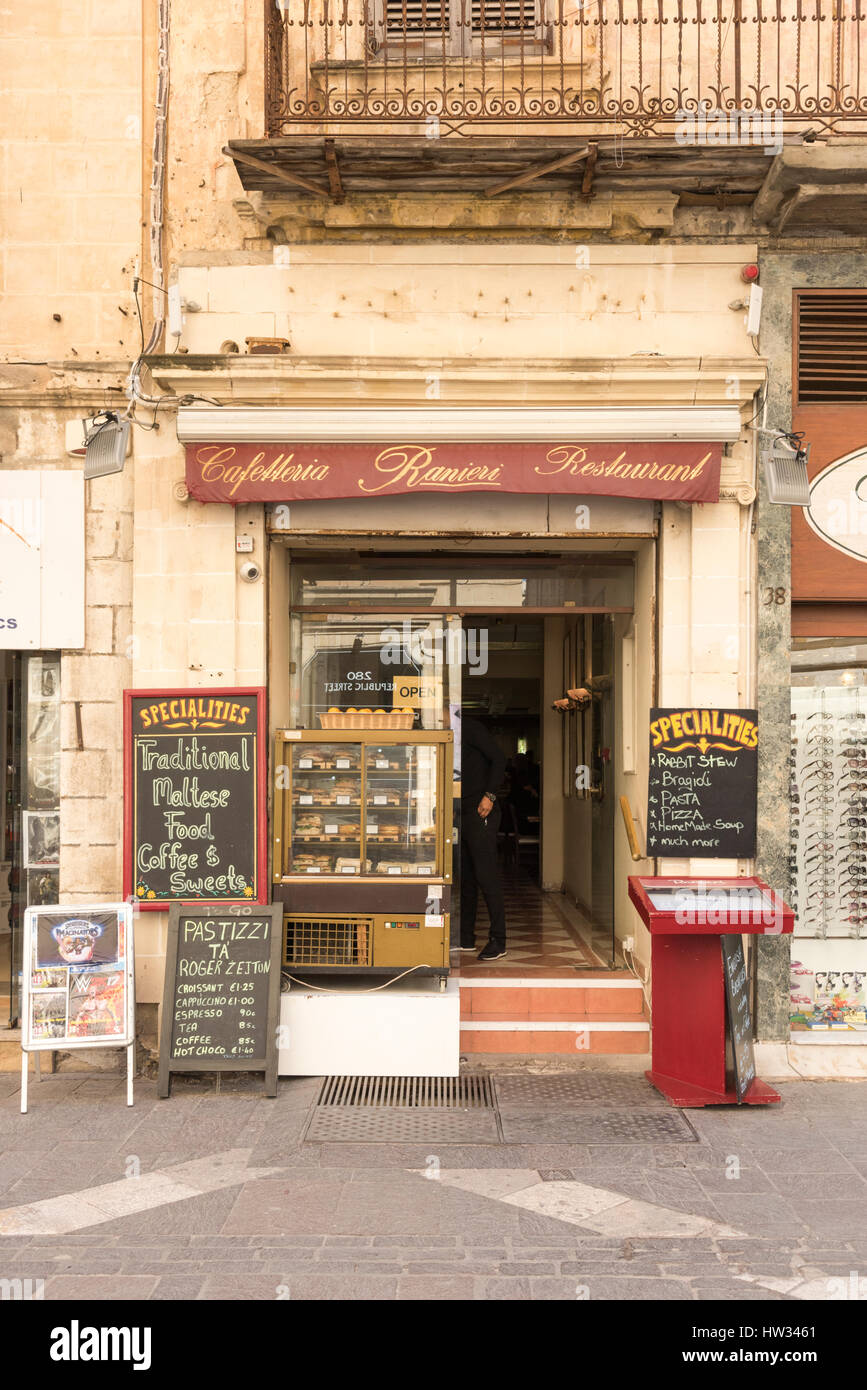 The Cafeteria and restaurant Raniri in Valetta Malta selling typical Maltese food Stock Photo