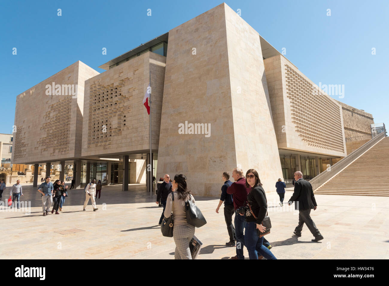 The Renzo Piano designed Parliament Building in Valetta Malta. Valetta will be the European City of culture in 2018 Stock Photo