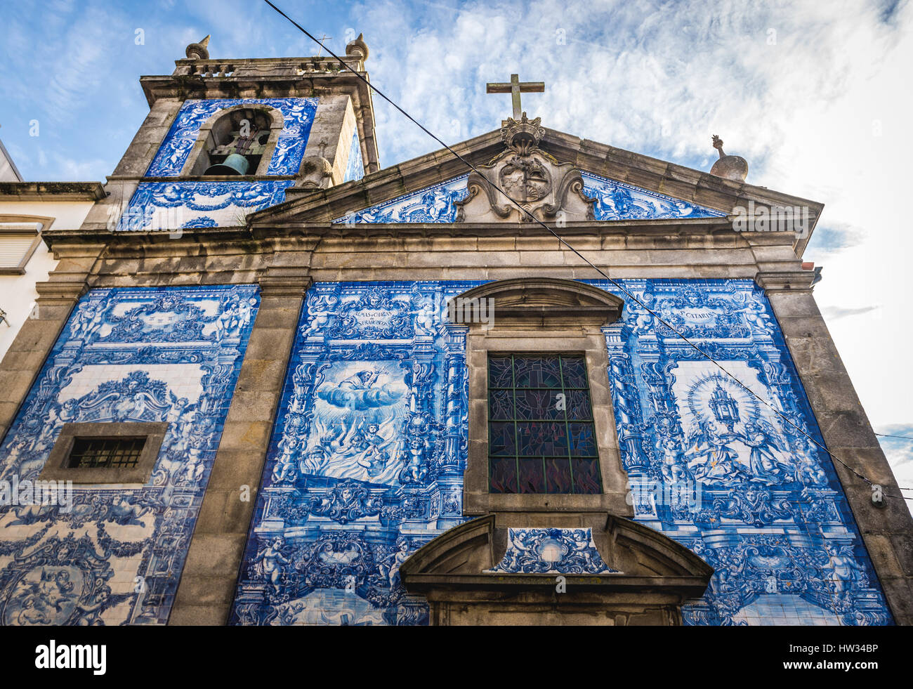Front facade of Capela das Almas (also called Capela das Santa Catarina) - Chapel of Souls in Porto in Portugal Stock Photo