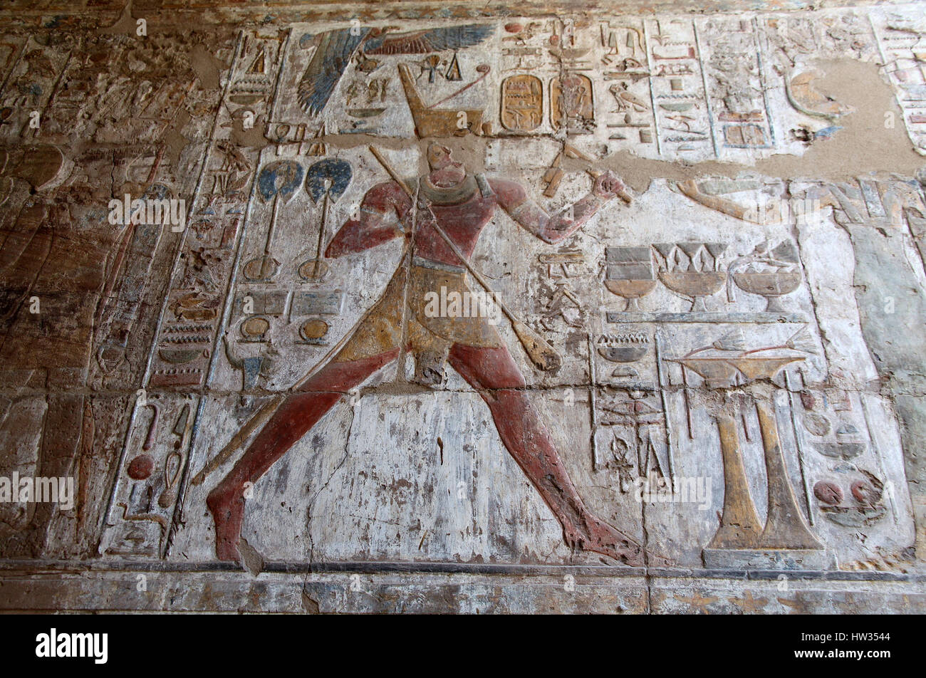 Wall painting in Luxor Temple Stock Photo