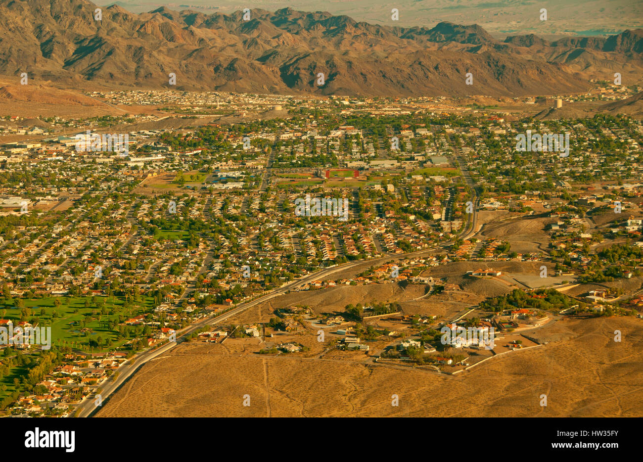 Aerial view of Boulder City, Nevada Stock Photo