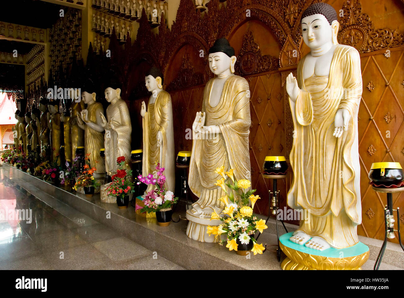 Different Images of Buddha, Dhammikarama Burmese Temple, Penang Stock Photo