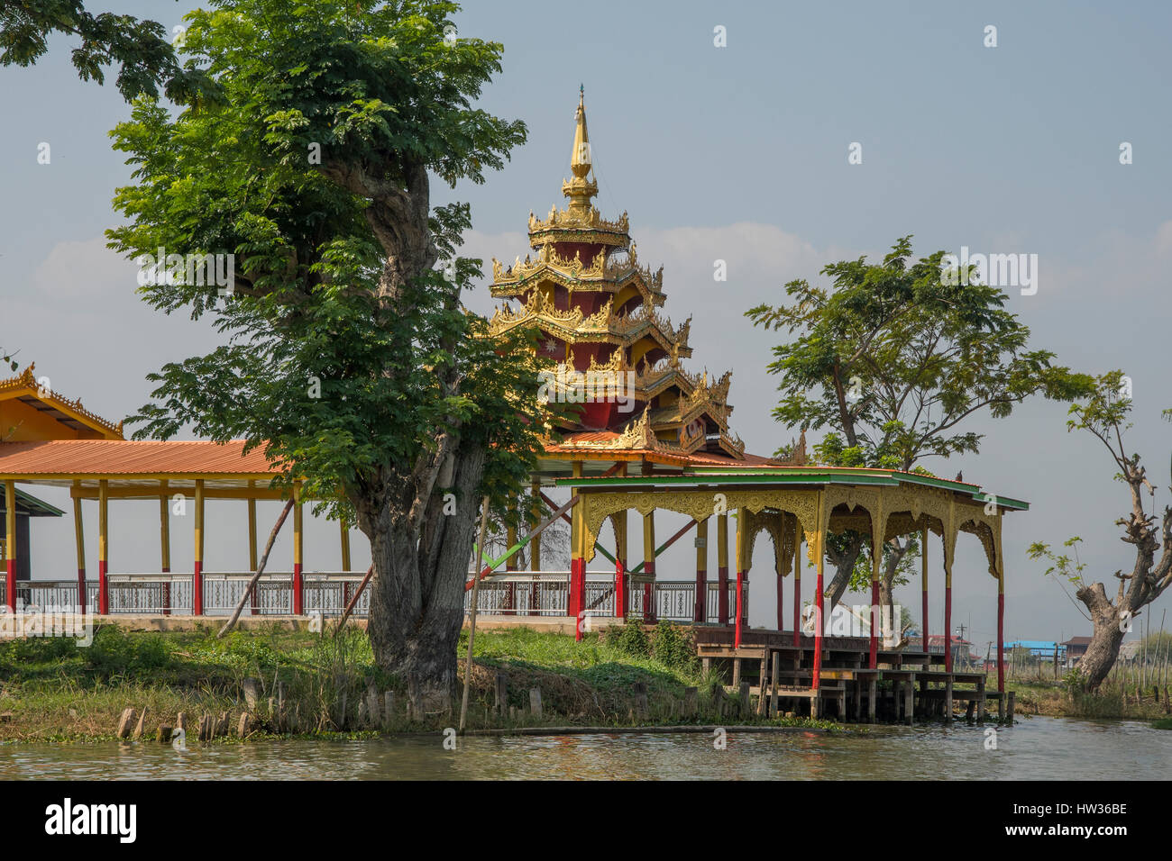 Small Temple near Nga Phe Chaung Monastery, Inle Lake, Myanmar Stock Photo