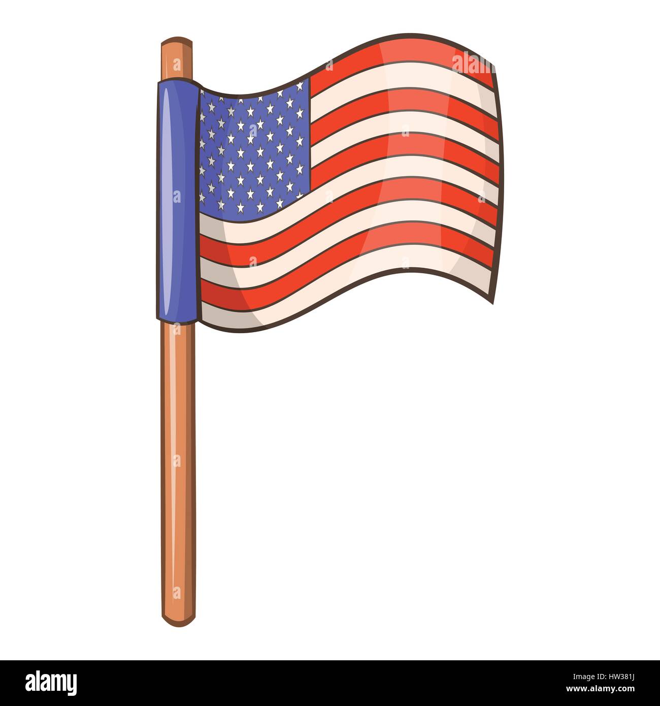 American flag icon, cartoon style Stock Vector Art & Illustration