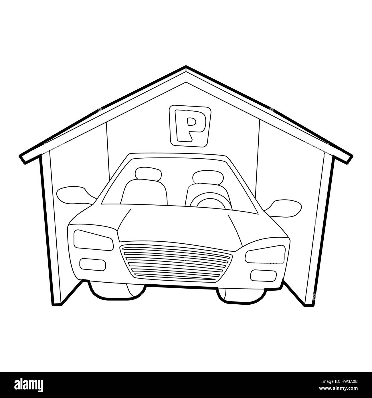 Covered car parking icon, isometric 3d style Stock Vector