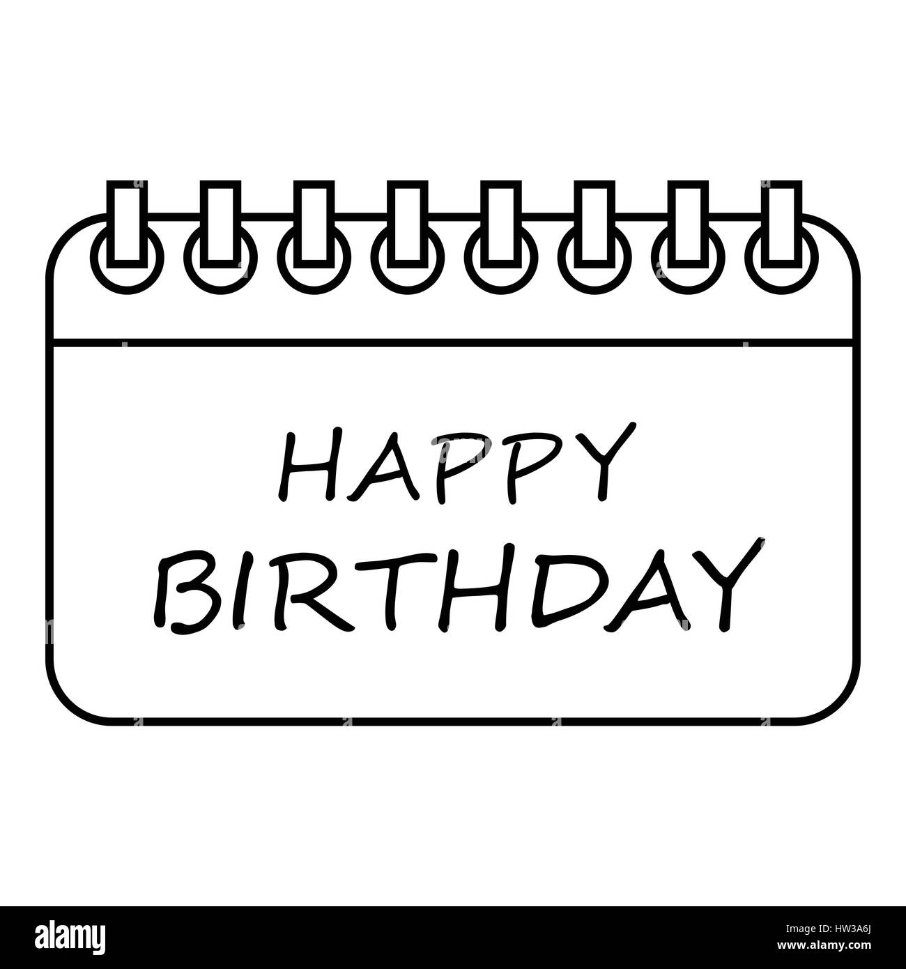 Calendar happy birthday icon Black and White Stock Photos & Images - Alamy