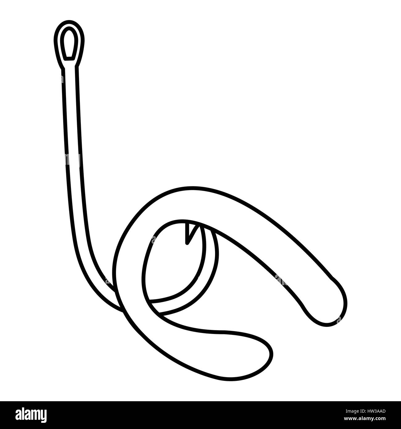 Worm on hook icon, outline style Stock Vector