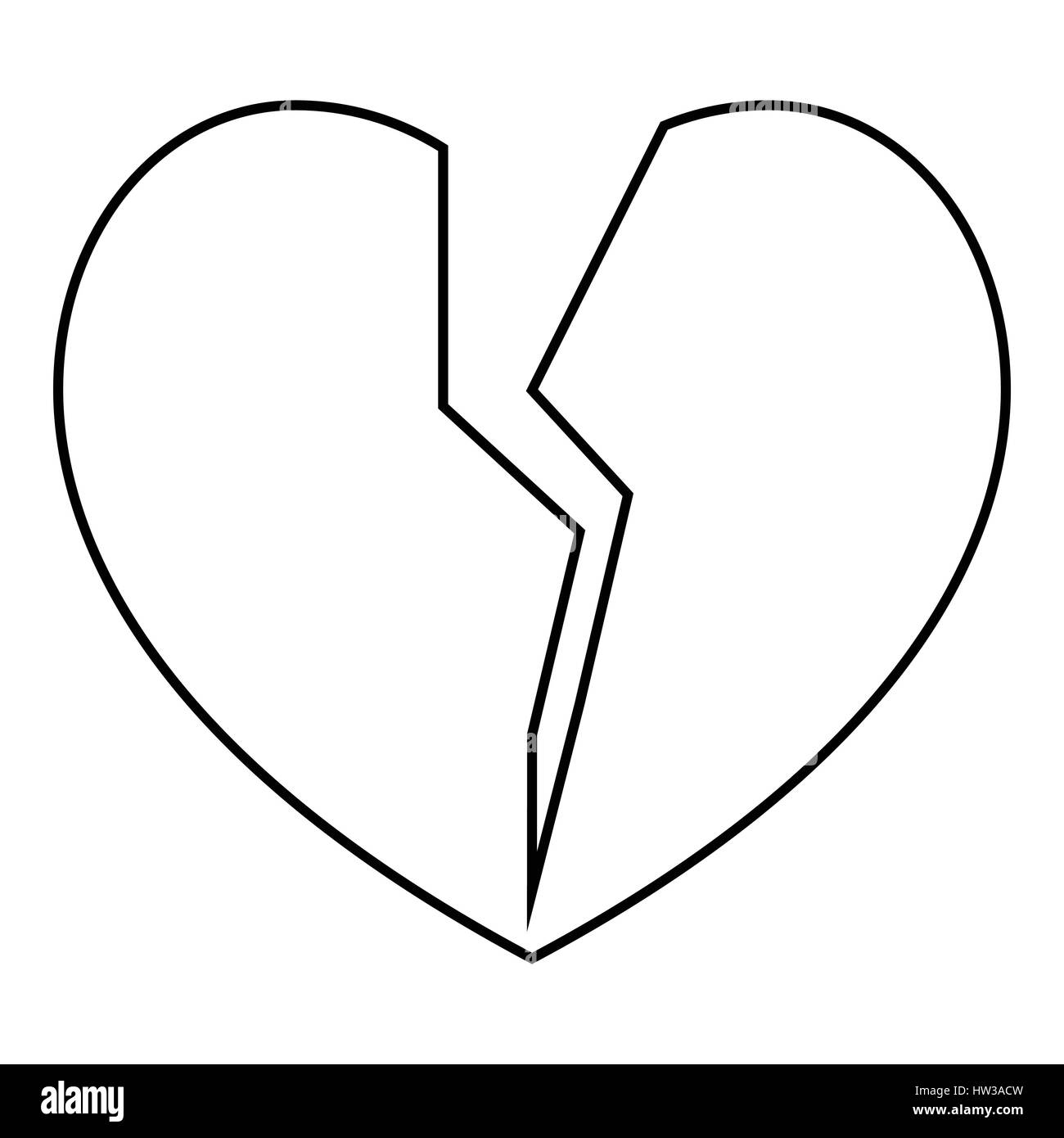 broken heart icon outline style stock vector image art alamy