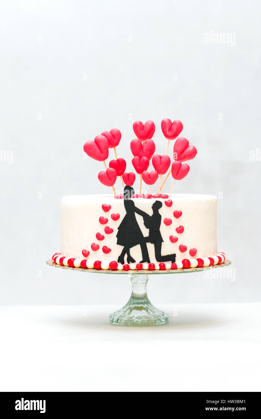 beautiful cake engagement on white background Stock Photo