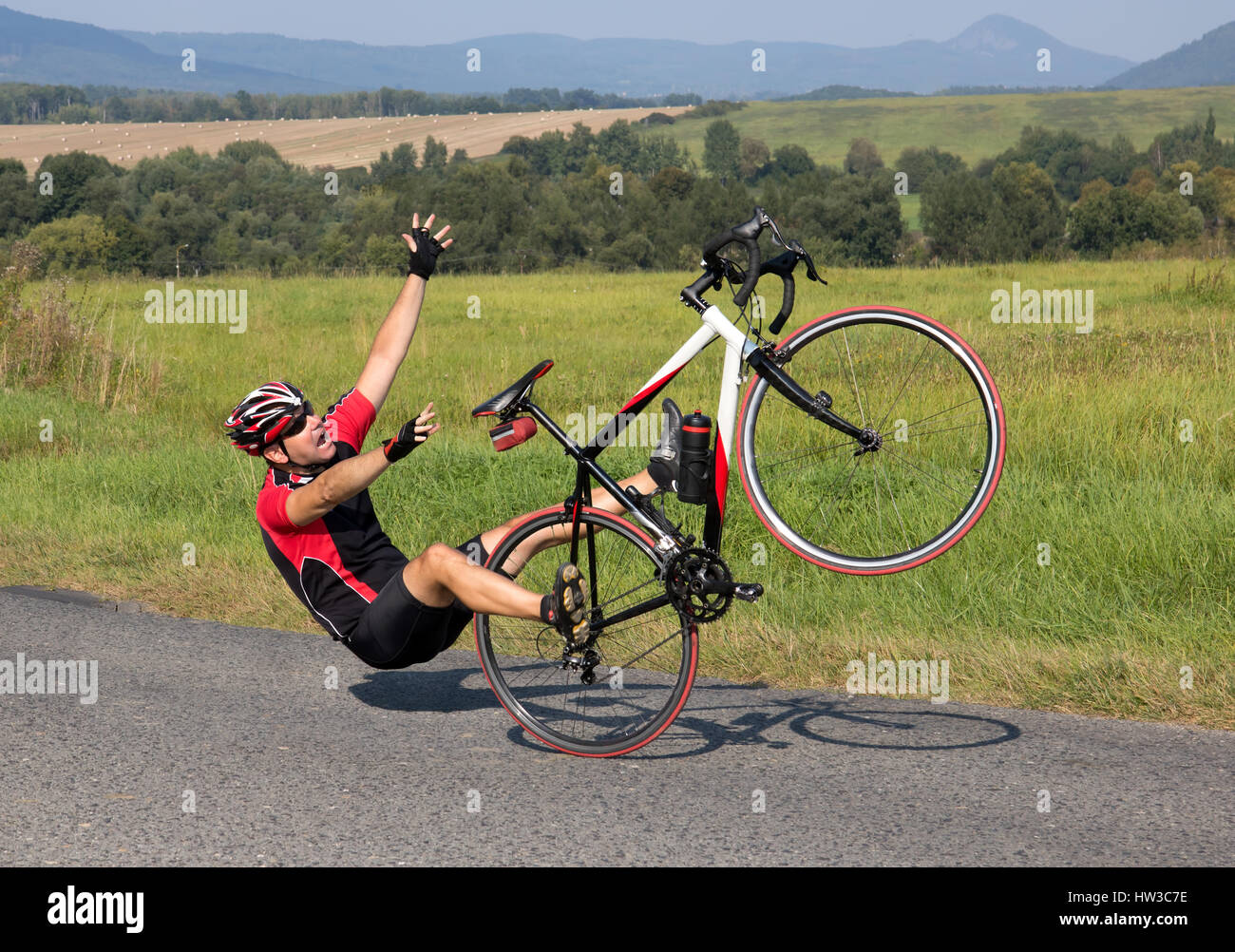 Falling Cyclist T-shirt Design Vector Download