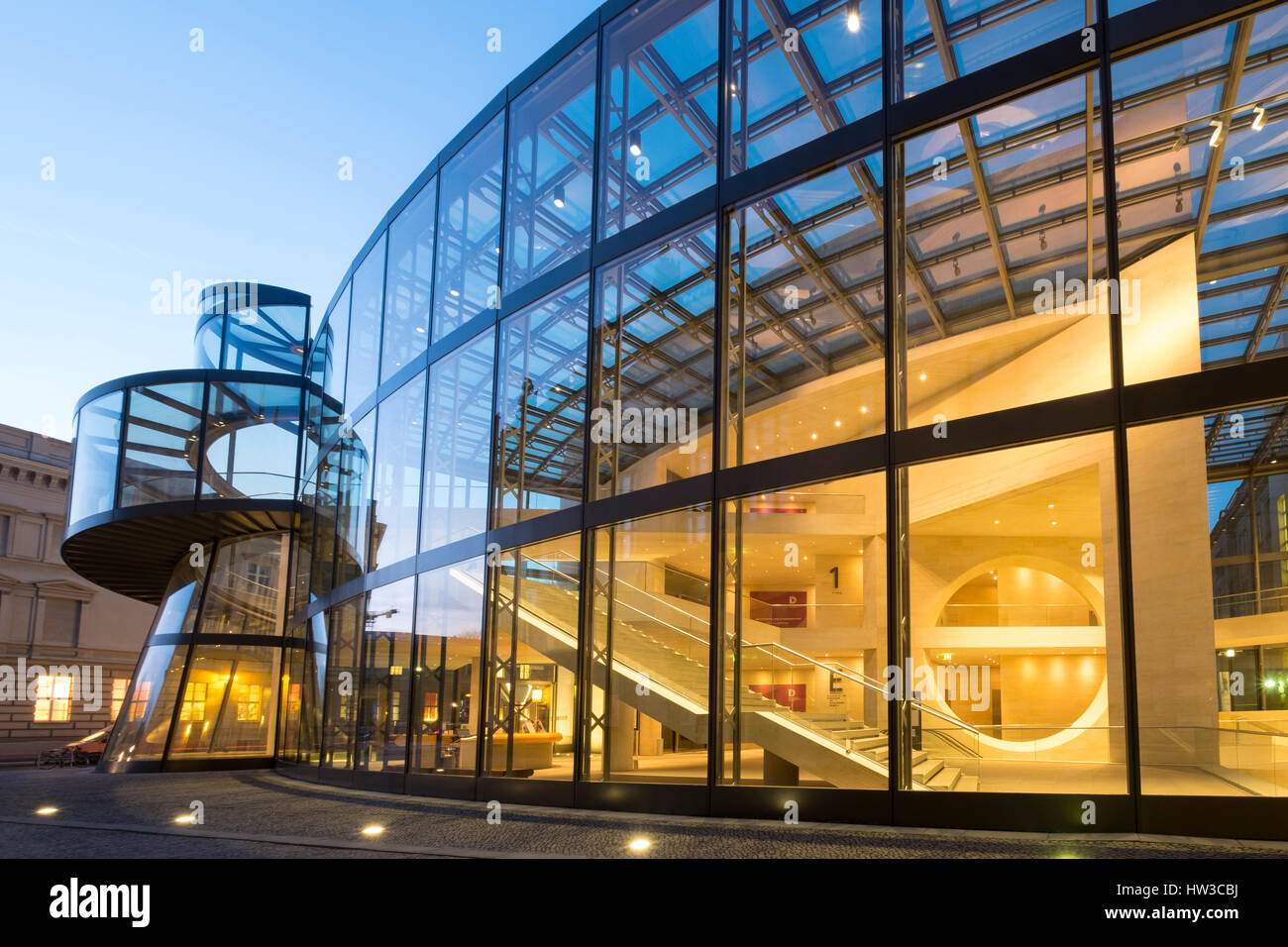 Evening view of Modern extension to German History Museum ( Deutsches Historisches Museum) by IM Pei in Mitte Berlin Germany Stock Photo