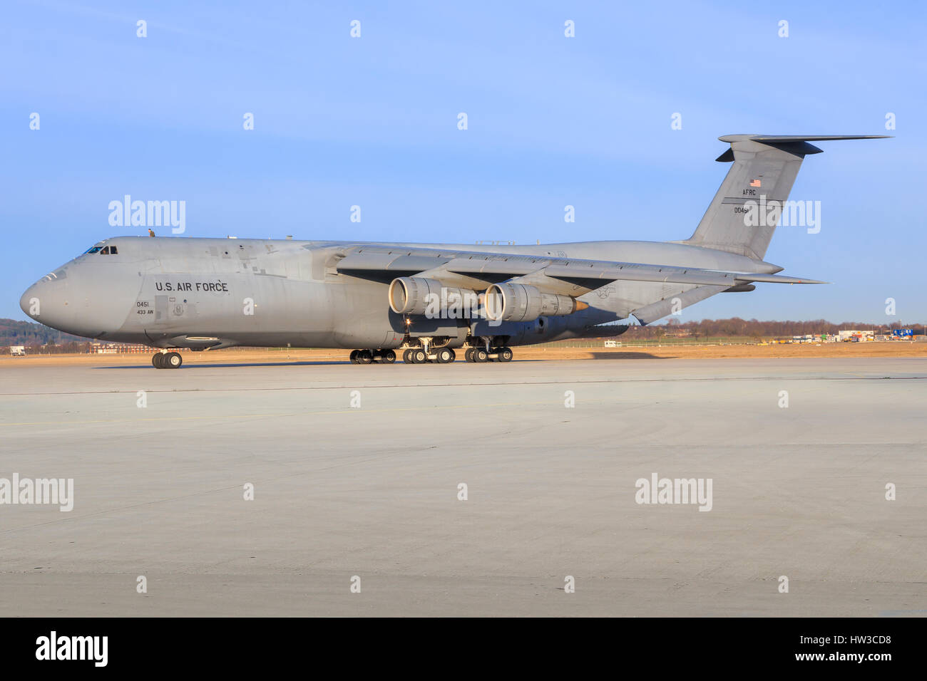Stuttgart/Germany March 13, 2017: C5-M Super Galaxy from USA Airforce at Stuttgart Airport. Stock Photo