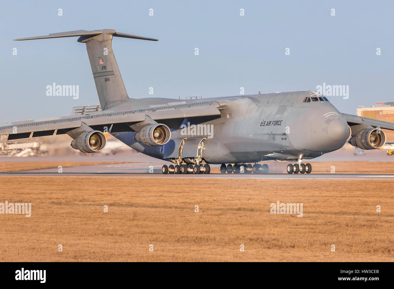 Stuttgart/Germany March 13, 2017: C5-M Super Galaxy from USA Airforce at Stuttgart Airport. Stock Photo