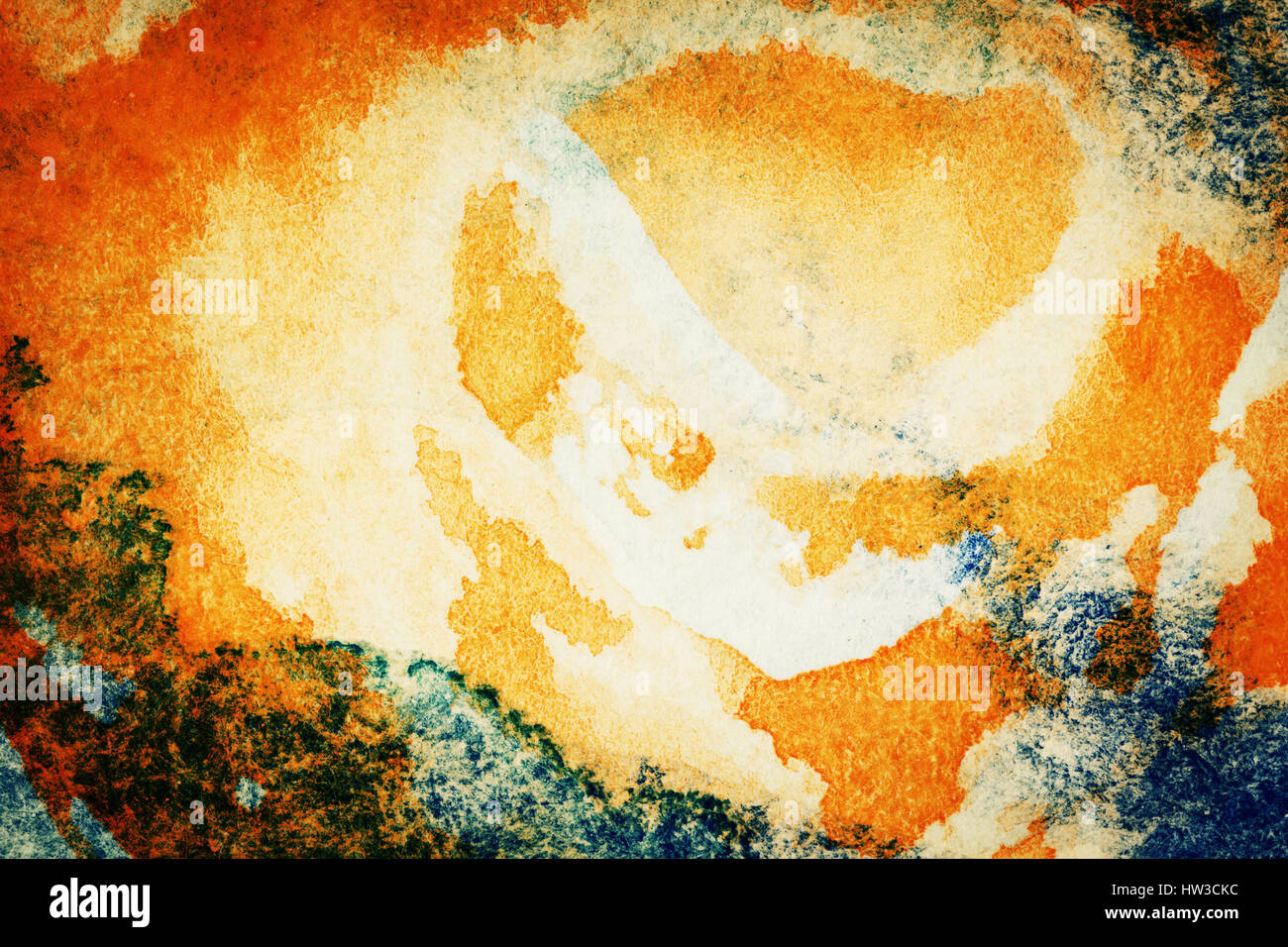 Designed abstract orange and blue watercolor background Stock Photo Alamy