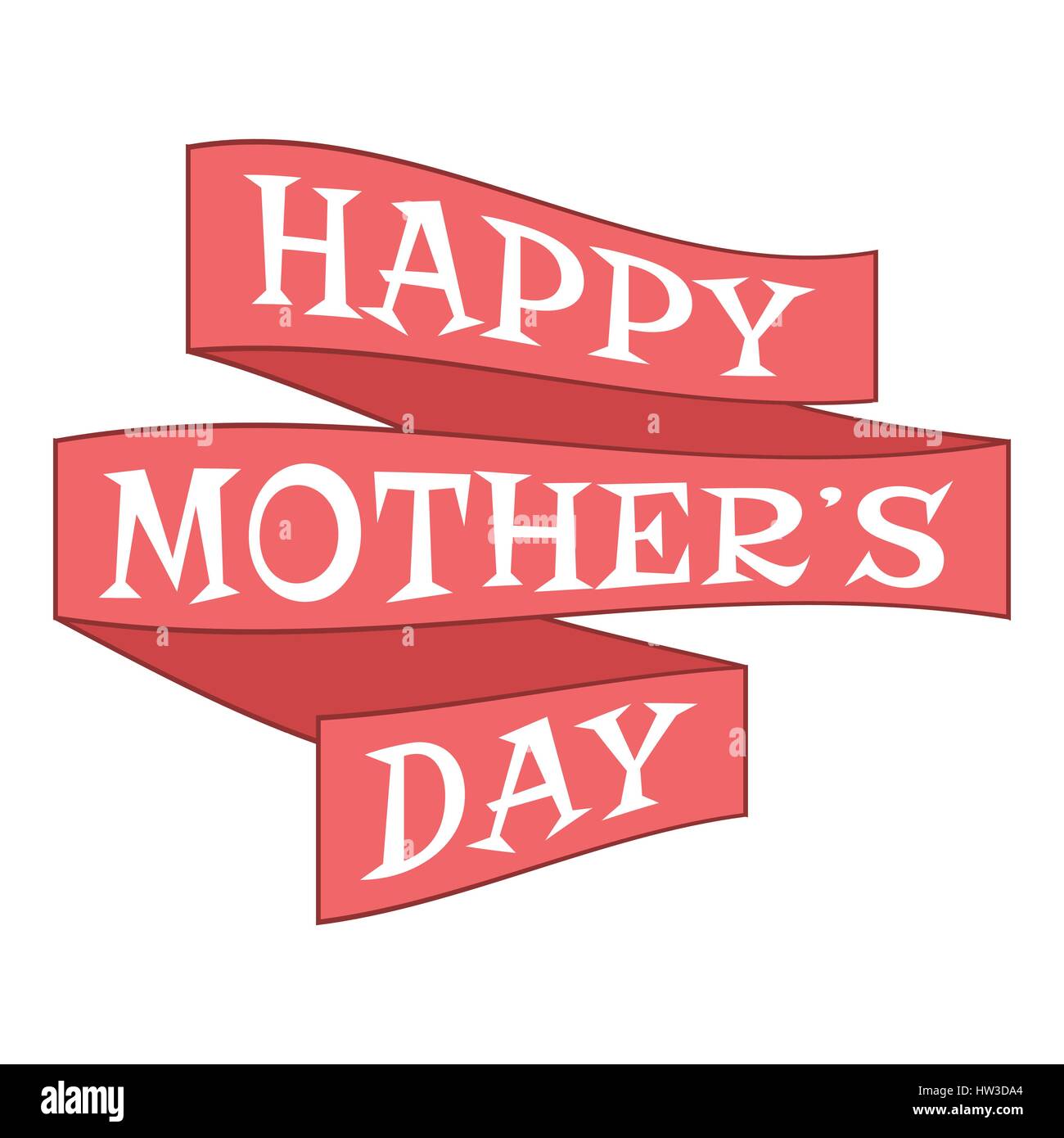 Happy Moters Day red ribbon icon, cartoon style Stock Vector Image ...
