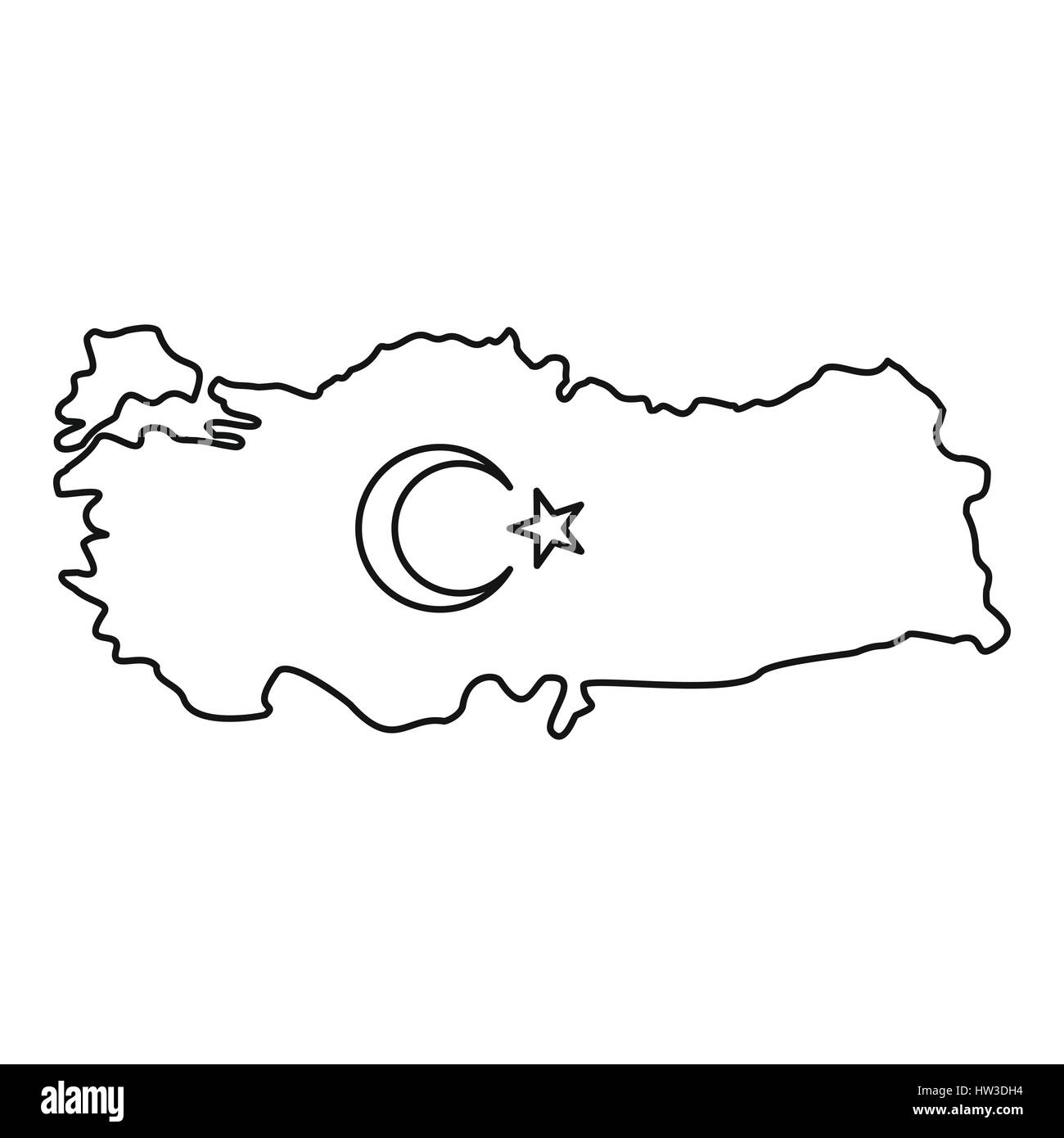 Map of Turkey icon, outline style Stock Vector