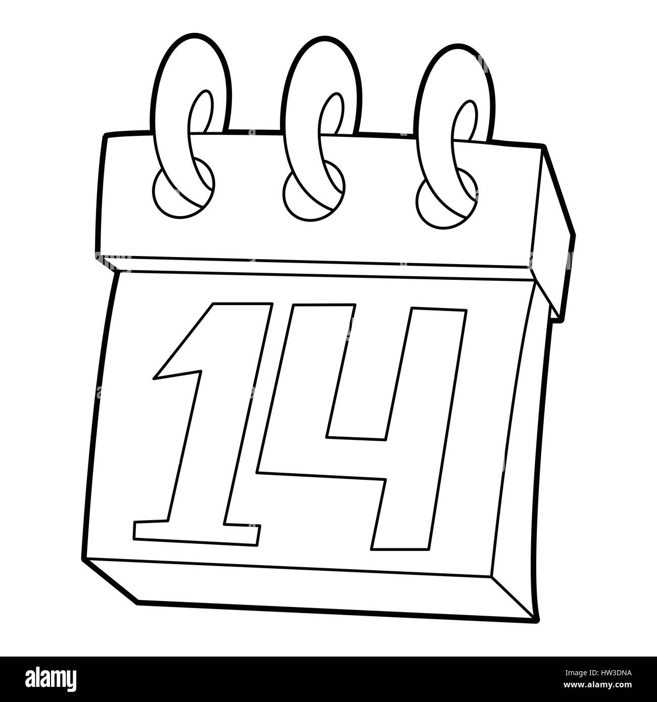 Calendar February 14 icon, outline style Stock Vector Image & Art Alamy