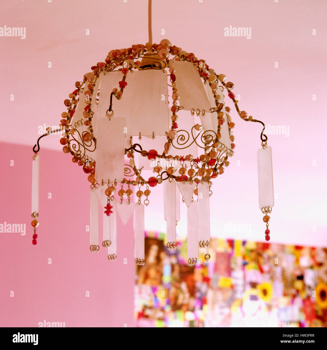 Chandelier with beads Stock Photo Alamy