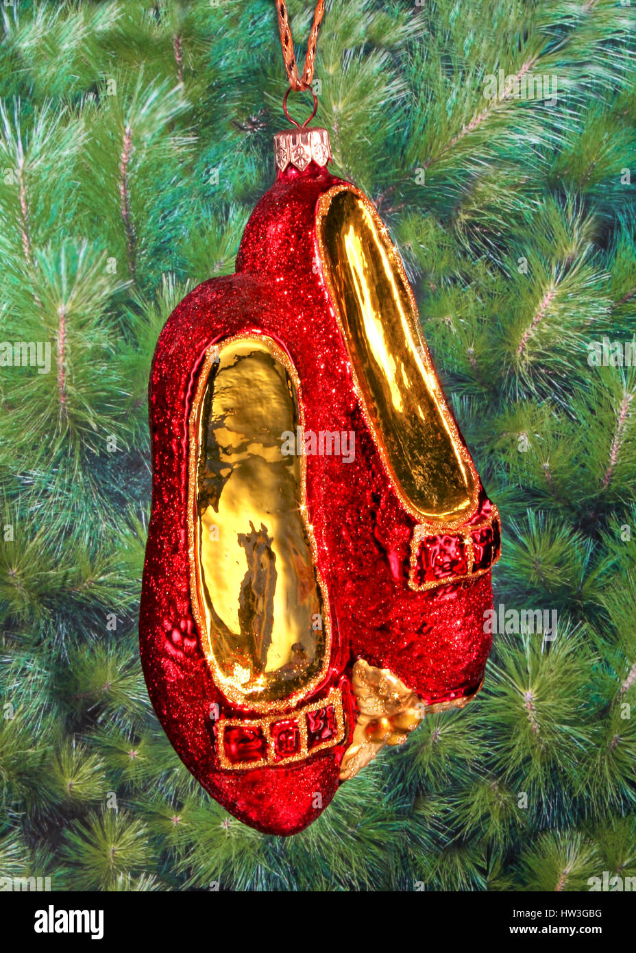 Christmas Bauble in the shape of the Ruby Slippers from the Wizard of Oz  Stock Photo - Alamy