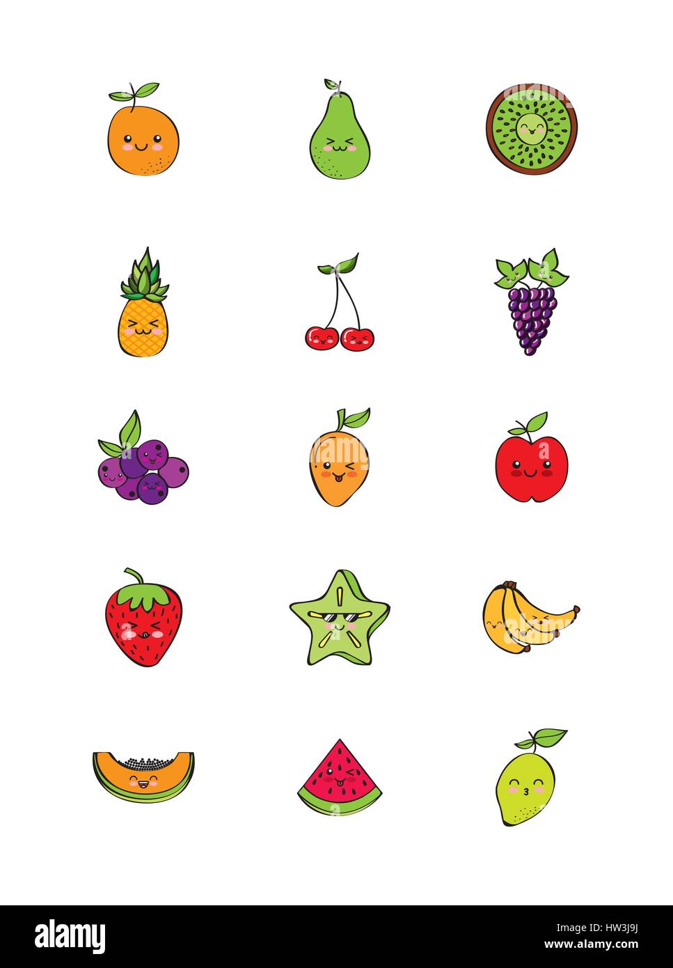 kawaii fruits design Stock Vector Image & Art Alamy