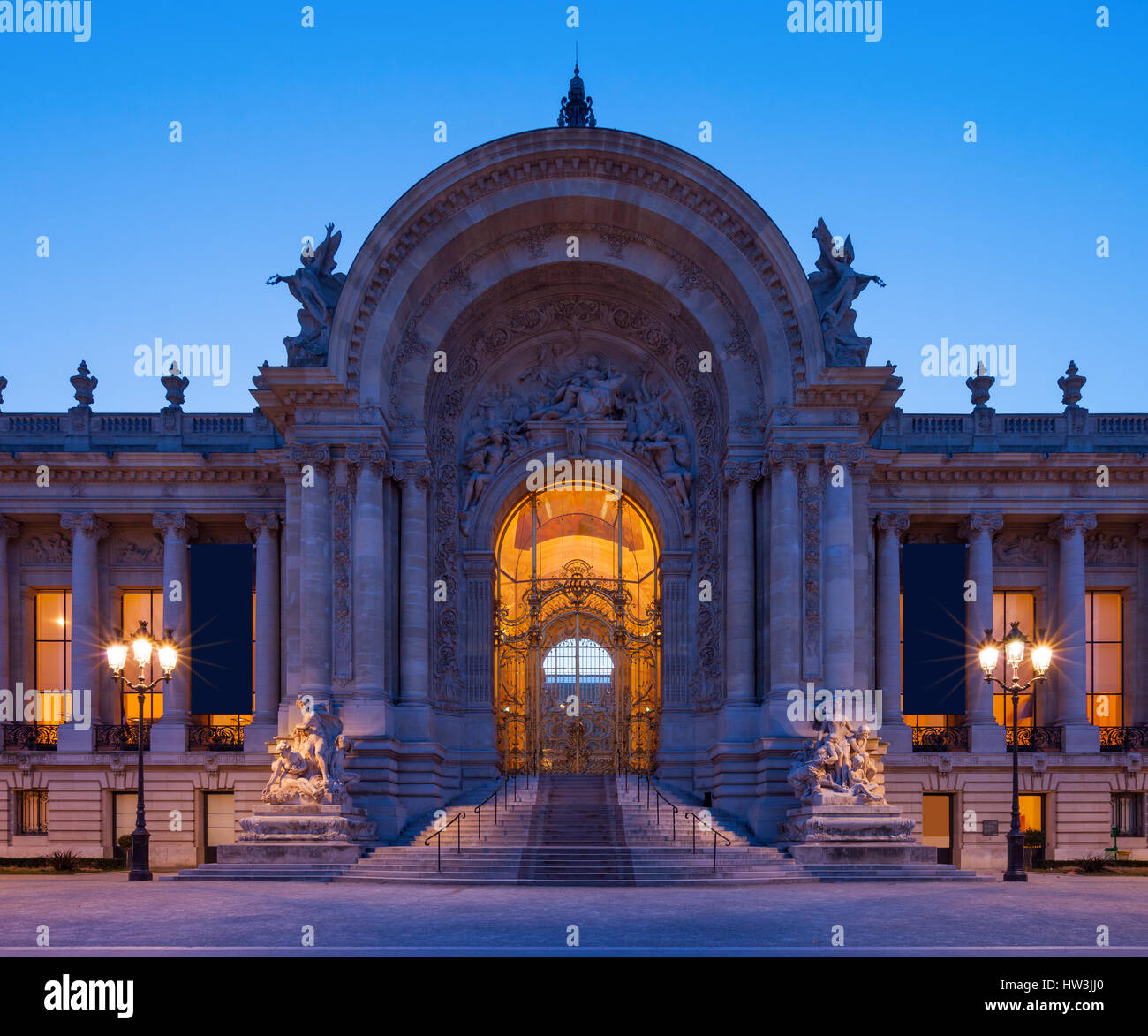 The landmark Petit Palais in Paris, France at twilight blue hour. Stock Photo