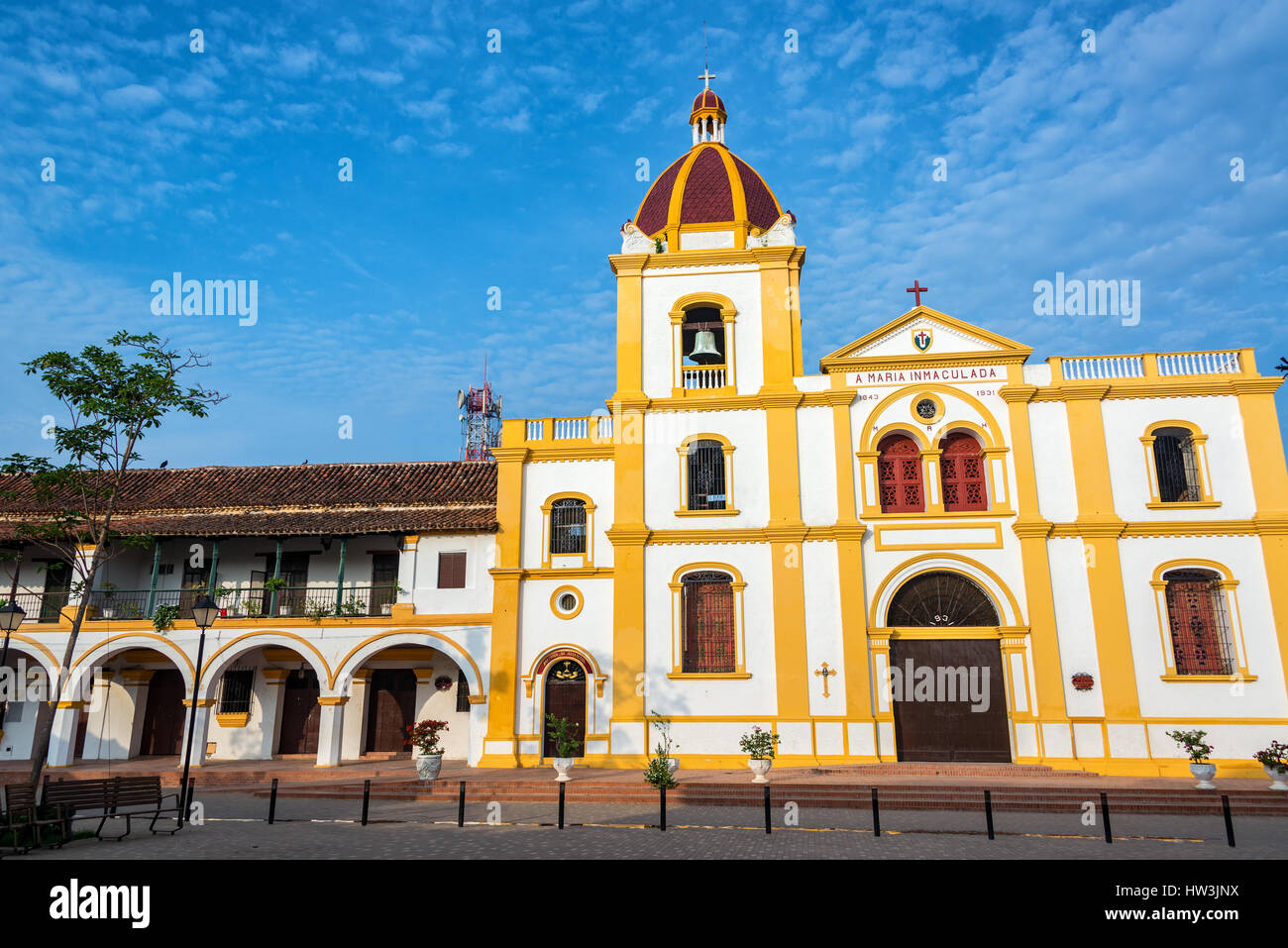 View of the beautiful Church of the Immaculate Conception in Mompox, Colombia Stock Photo