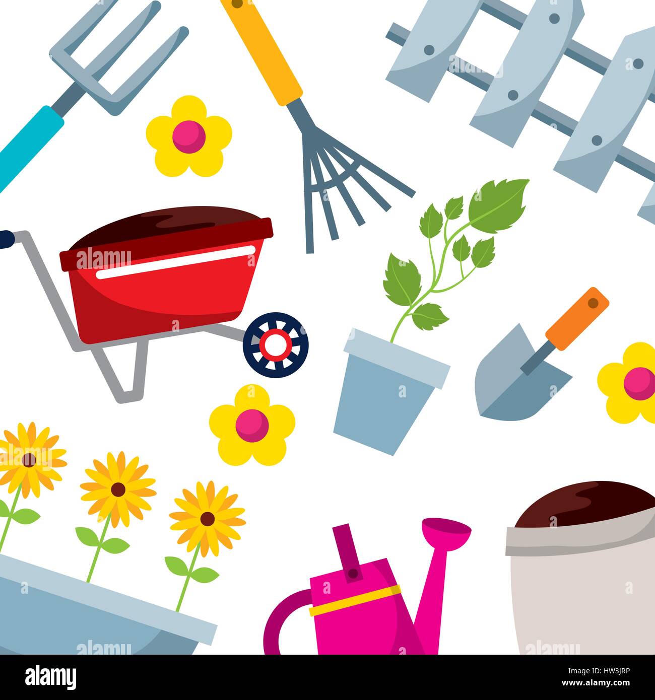 background with gardening equipment icons Stock Vector Image & Art - Alamy
