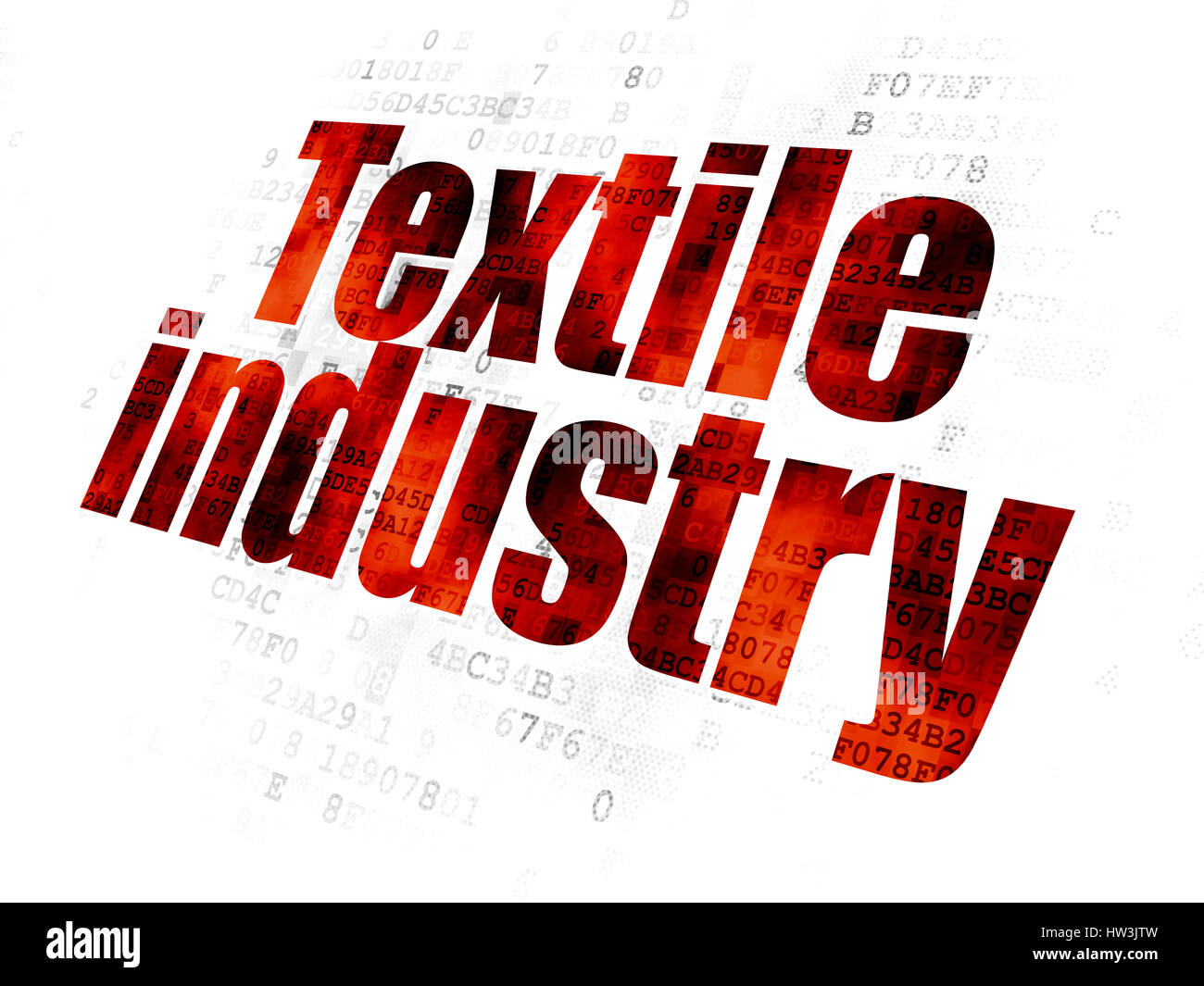 Manufacuring concept: Pixelated red text Textile Industry on Digital background Stock Photo