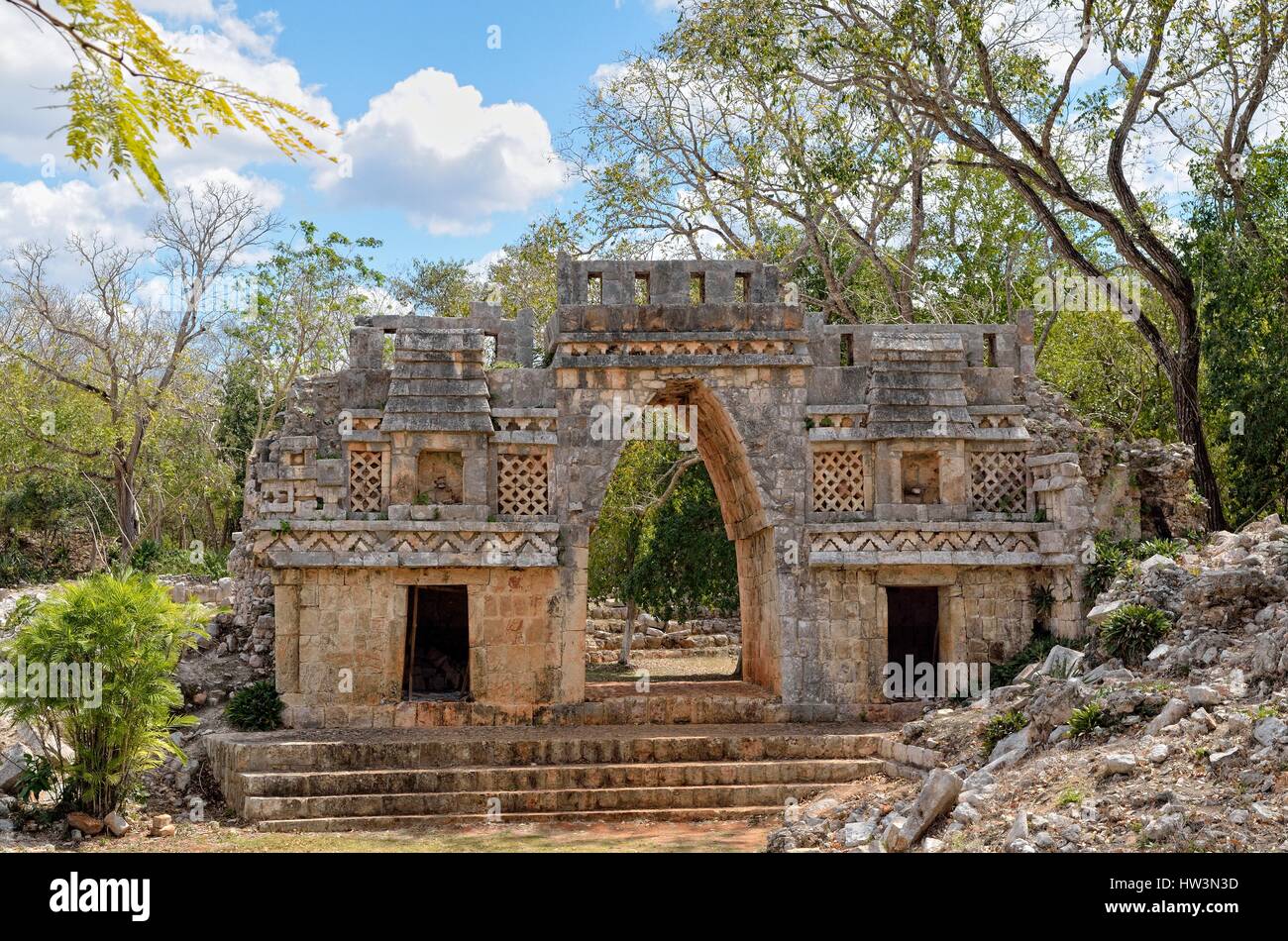 El Arco, historical Mayan city Labna, Yucatan State, Mexico Stock Photo