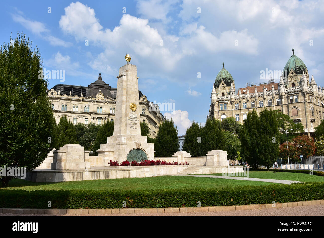 Liberty Square Monument for Soviet Liberation of Hungary in World War II, in the center of Budapest Stock Photo