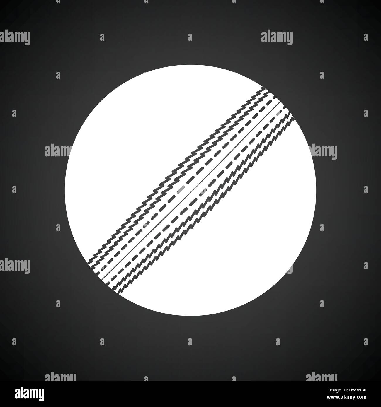 Cricket ball icon. Black background with white. Vector illustration