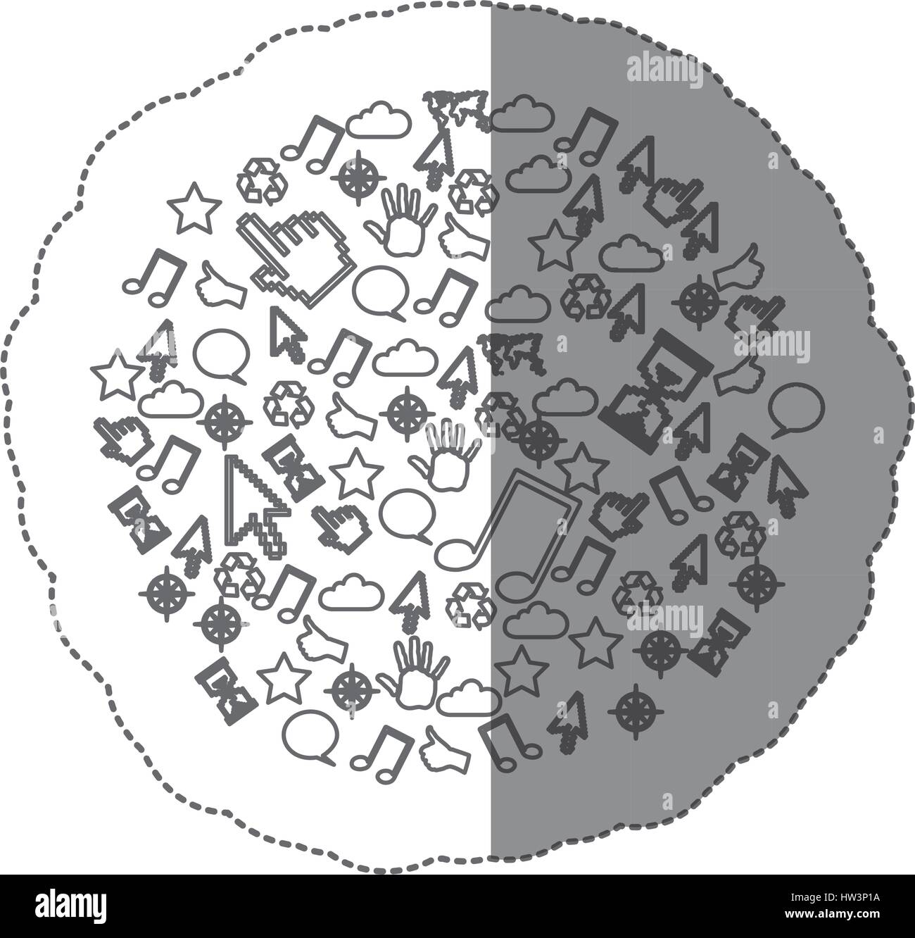 Sticker Pattern Technology sticker pattern monochrome communication tech elements Stock Vector ...