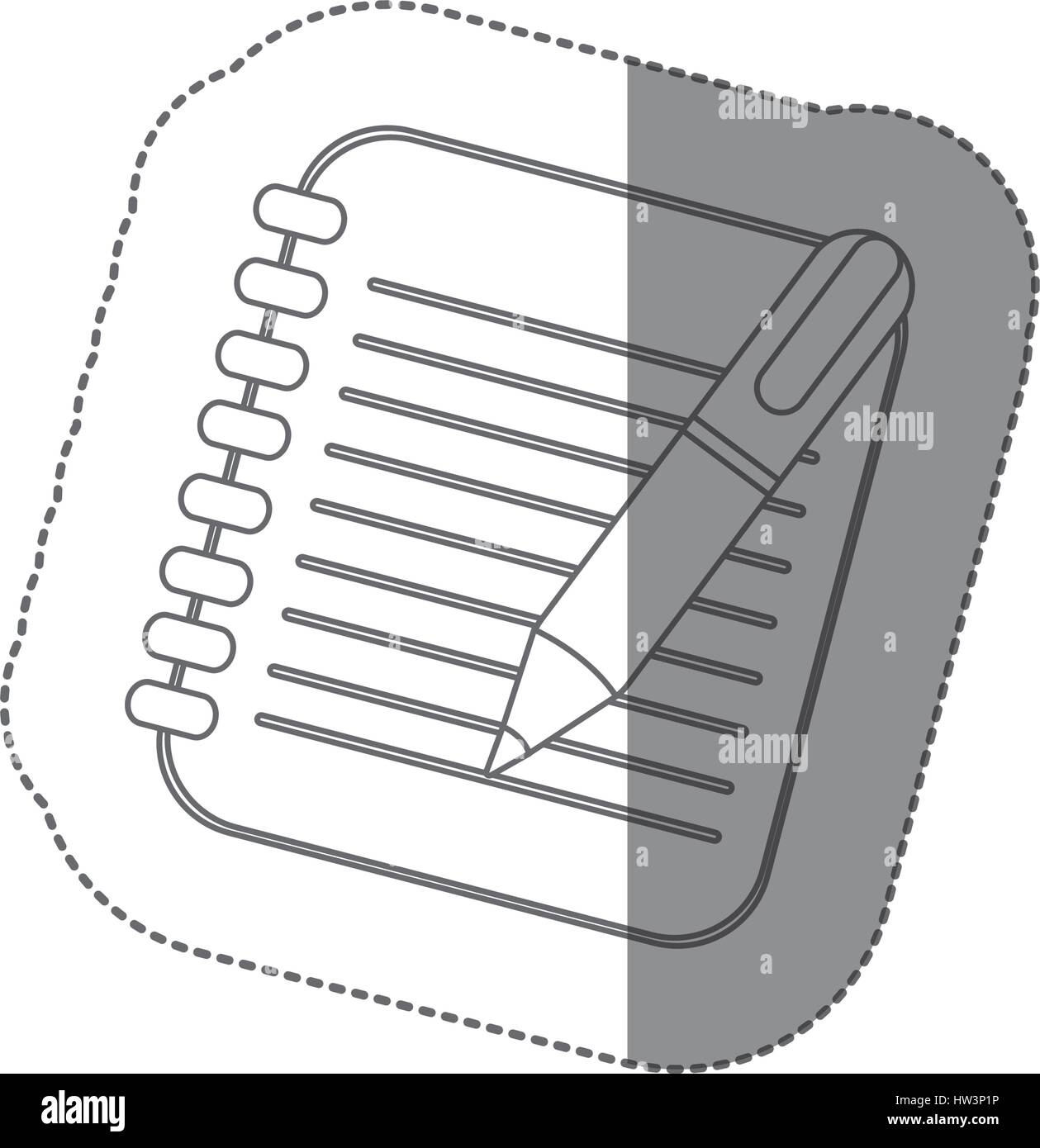 Notebook Paper Rings Sticker sticker monochrome silhouette notebook with rings and pen Stock Vector ...