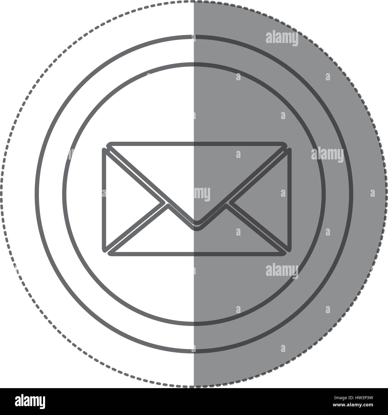 sticker silhouette circular frame with silhouette envelope Stock Vector ...