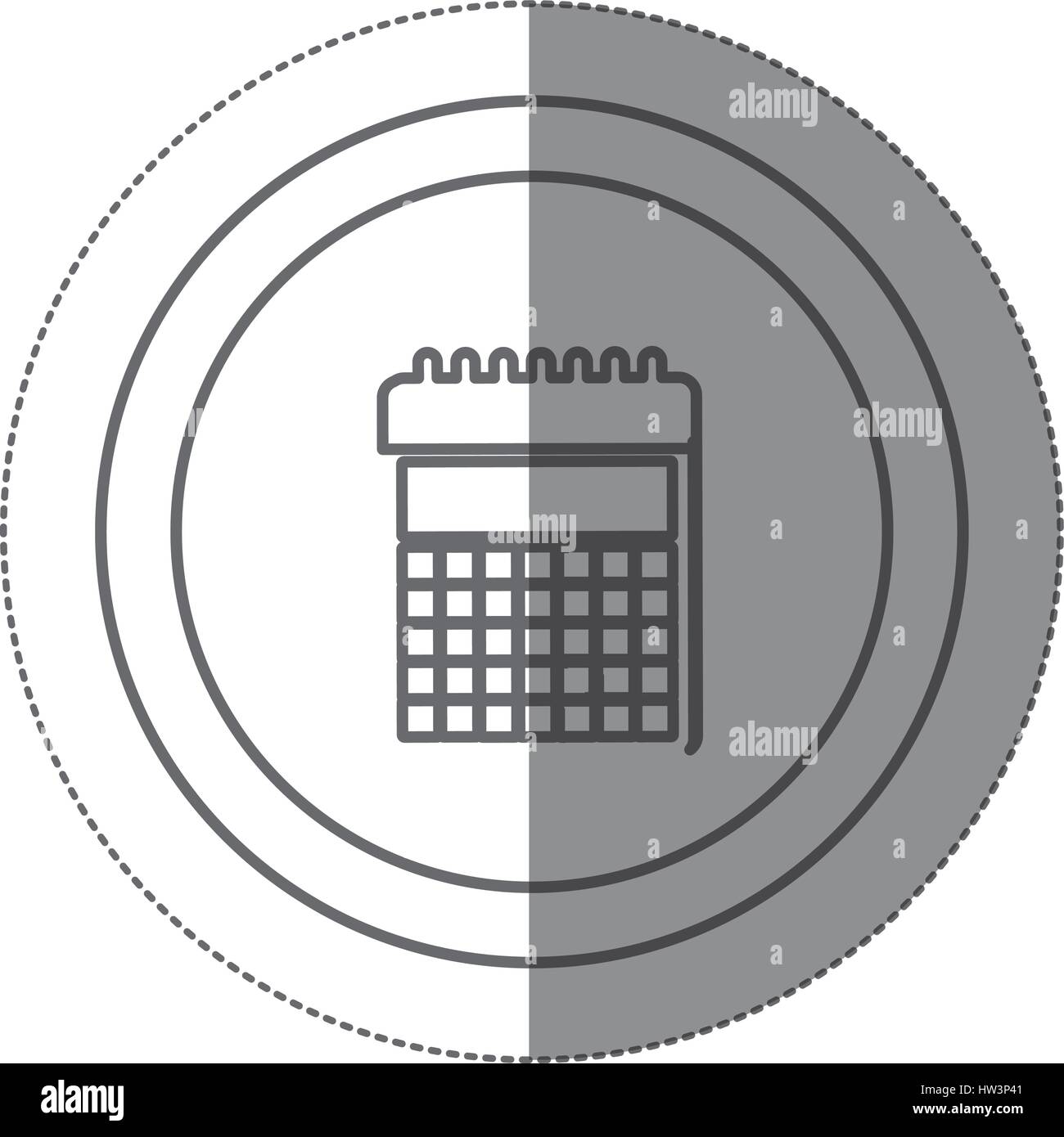 sticker silhouette circular frame with silhouette calendar with spiral ...
