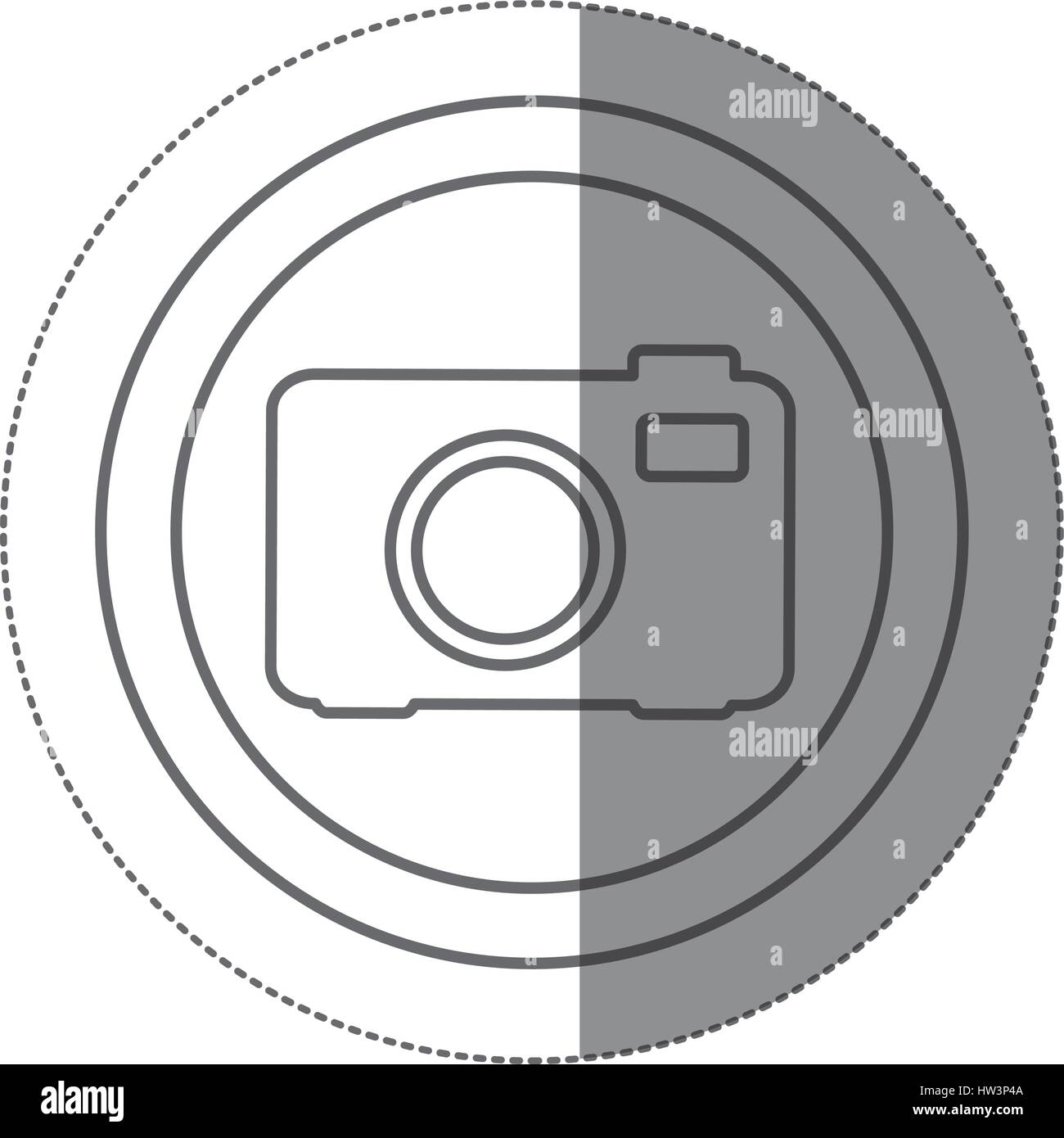sticker silhouette circular frame with tech camera icon Stock Vector ...